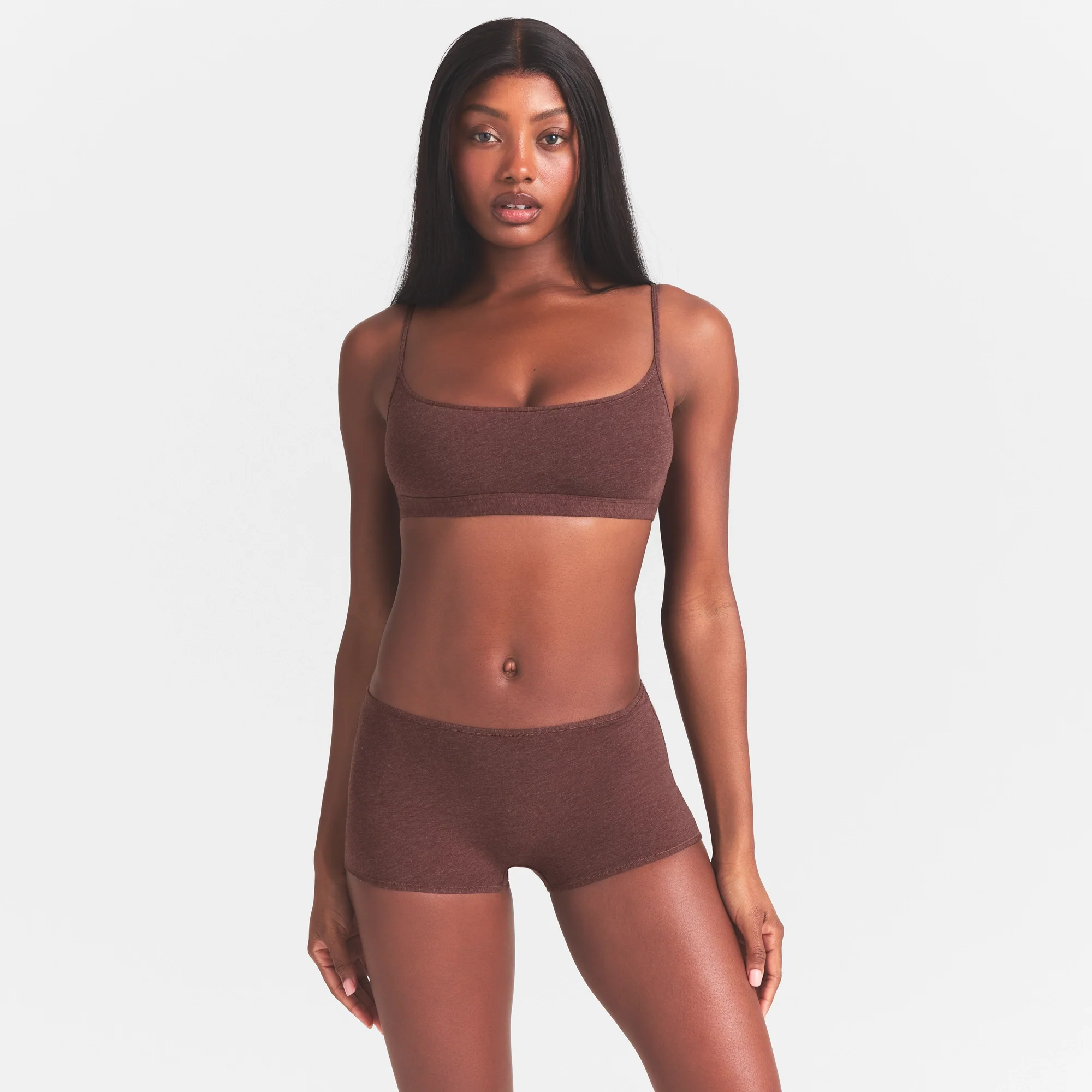 EVERYDAY COTTON SCOOP BRALETTE | COCOA HEATHER - Image 3