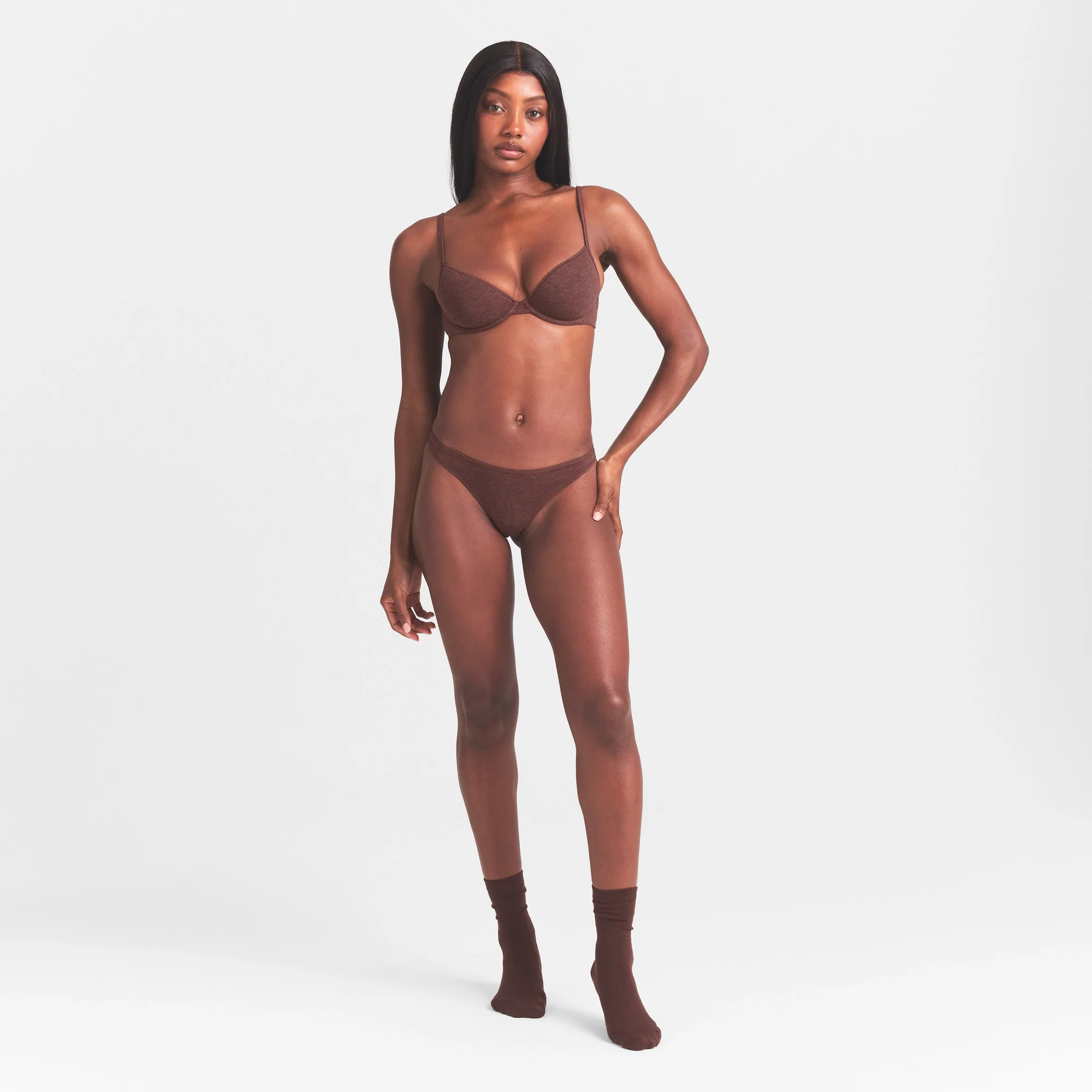 EVERYDAY COTTON THONG | COCOA HEATHER - Image 2
