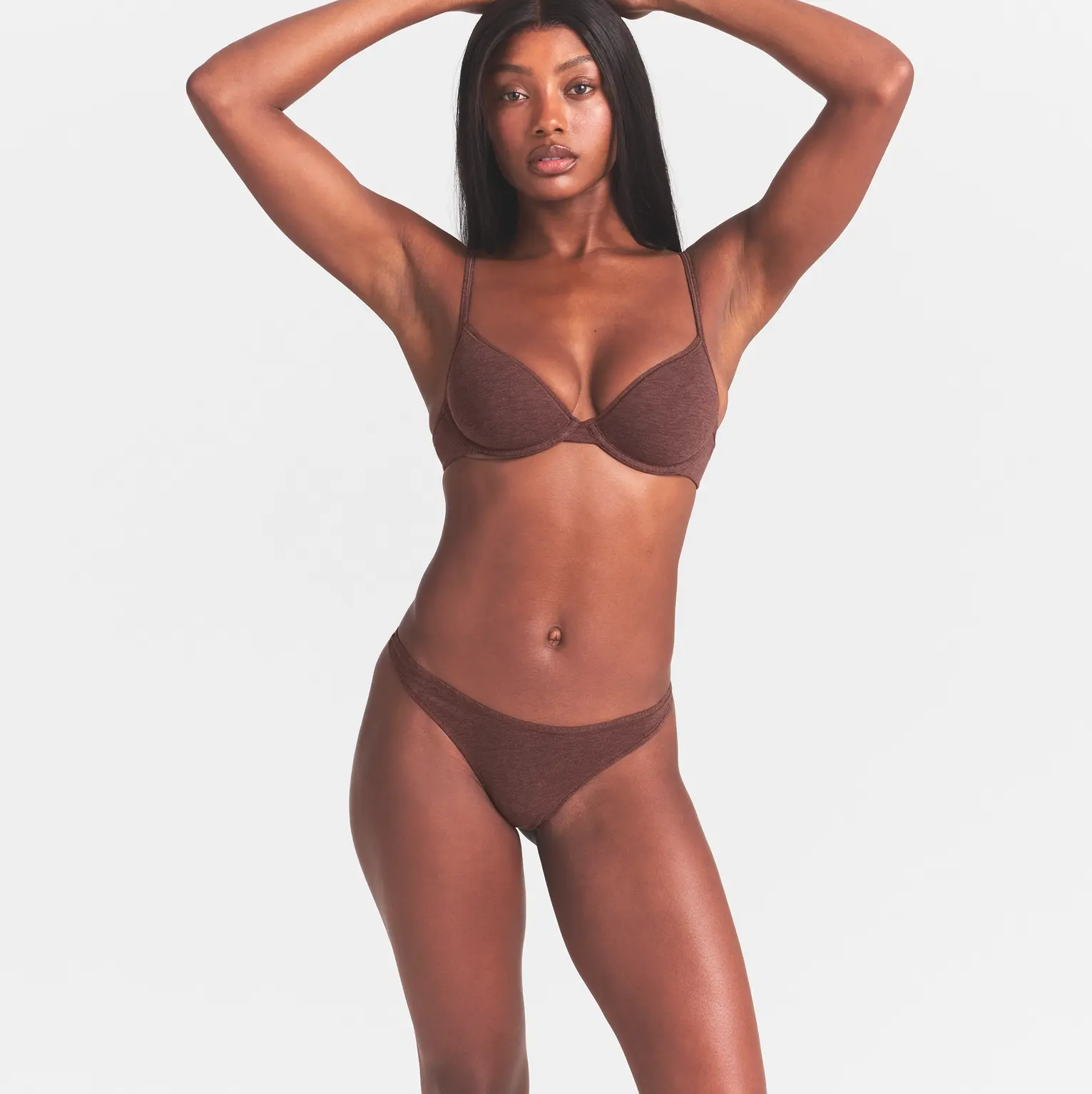 EVERYDAY COTTON THONG | COCOA HEATHER - Image 4