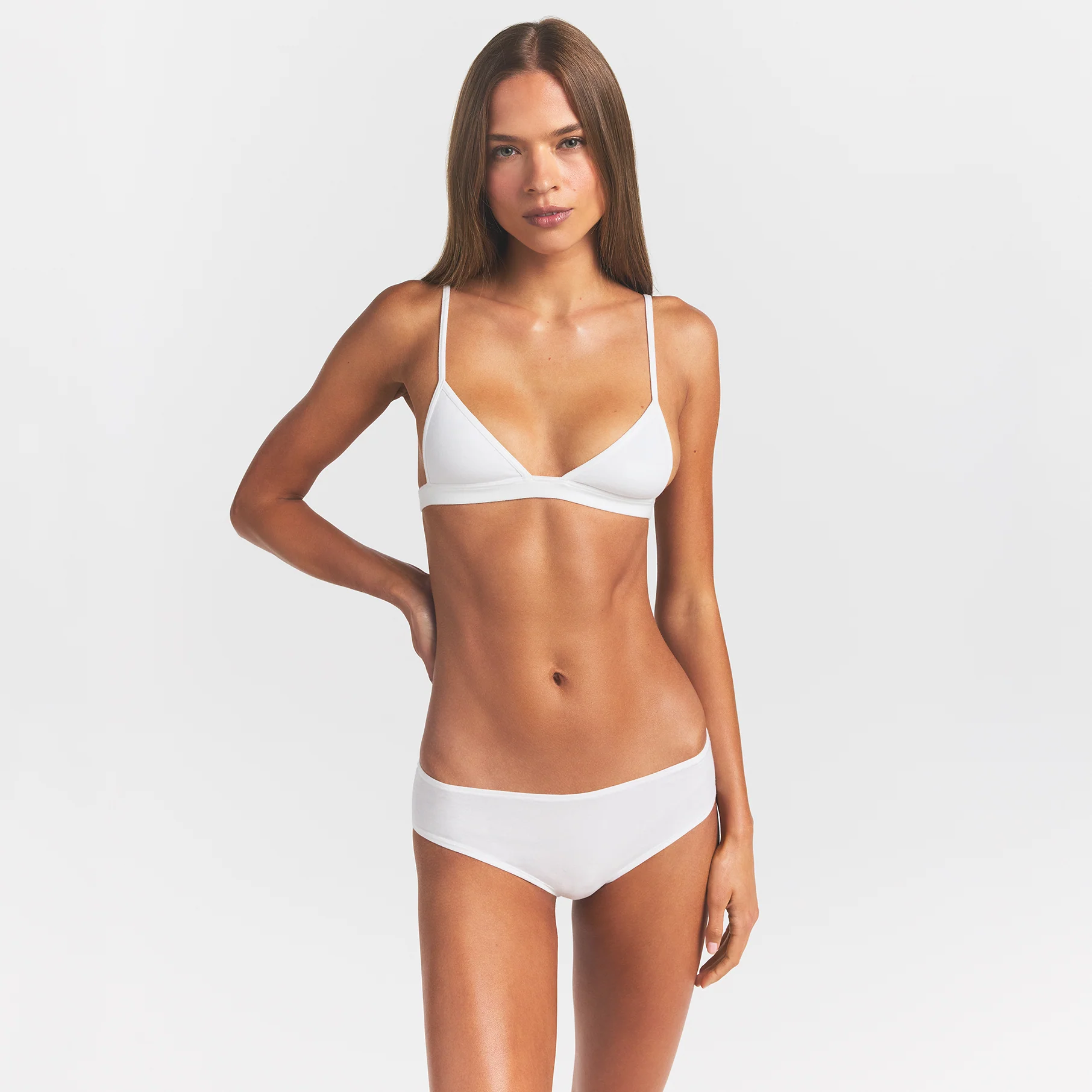 EVERYDAY COTTON TRIANGLE BRALETTE | SNOW - Image 3