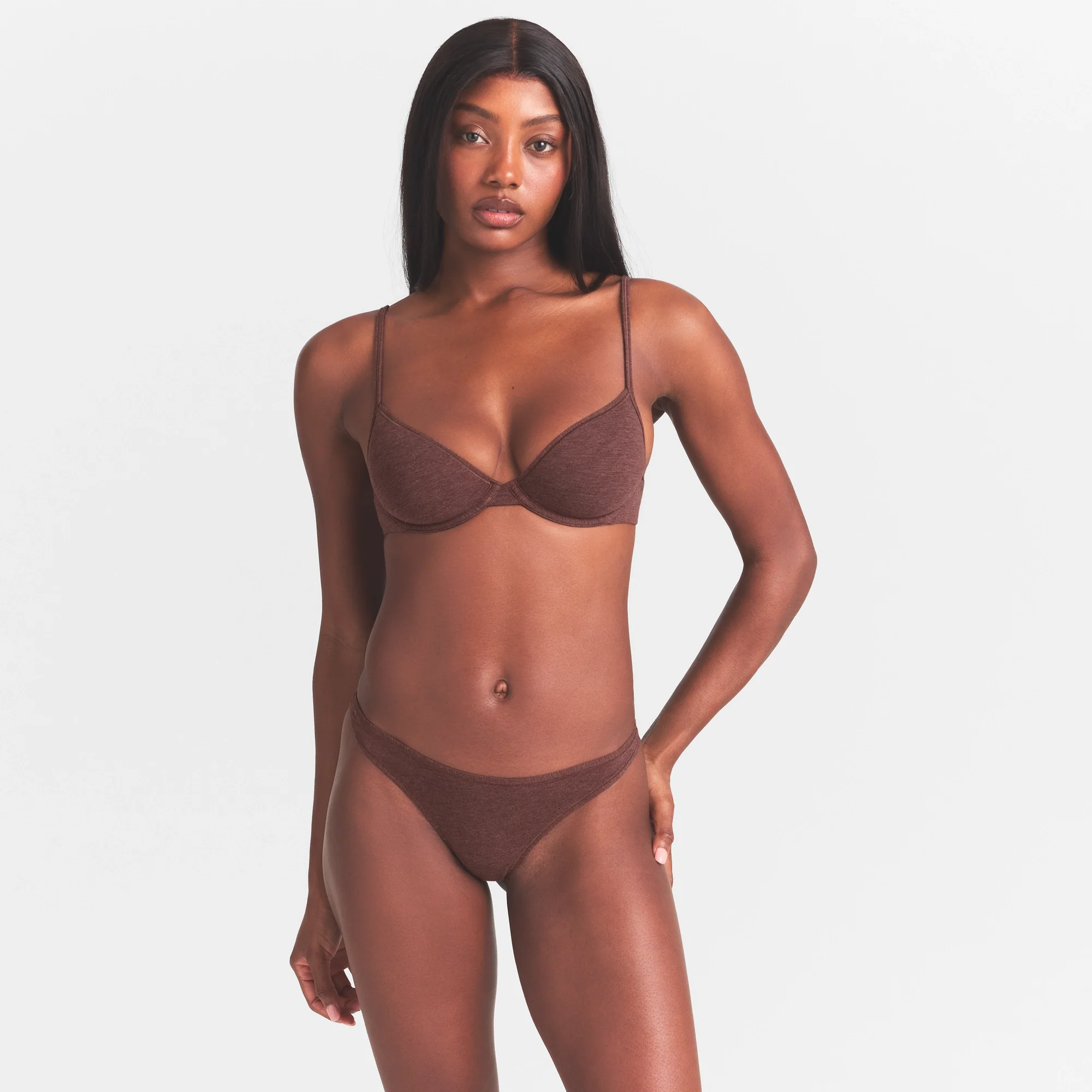 EVERYDAY COTTON UNLINED DEMI BRA | COCOA HEATHER - Image 3