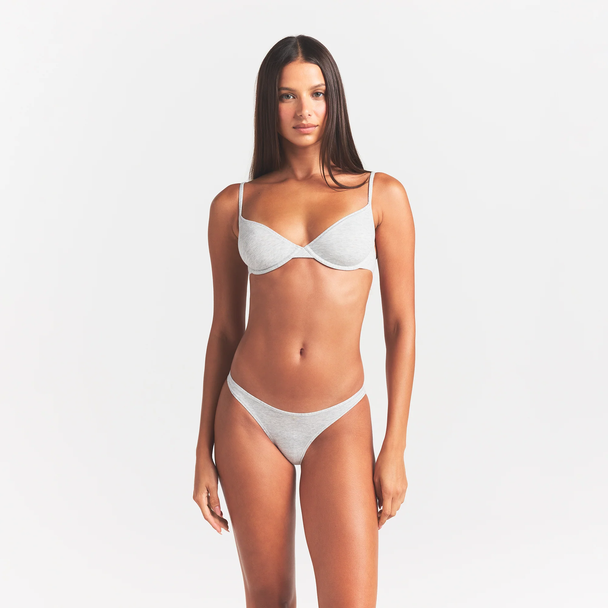 EVERYDAY COTTON UNLINED DEMI BRA | LIGHT HEATHER GREY - Image 3