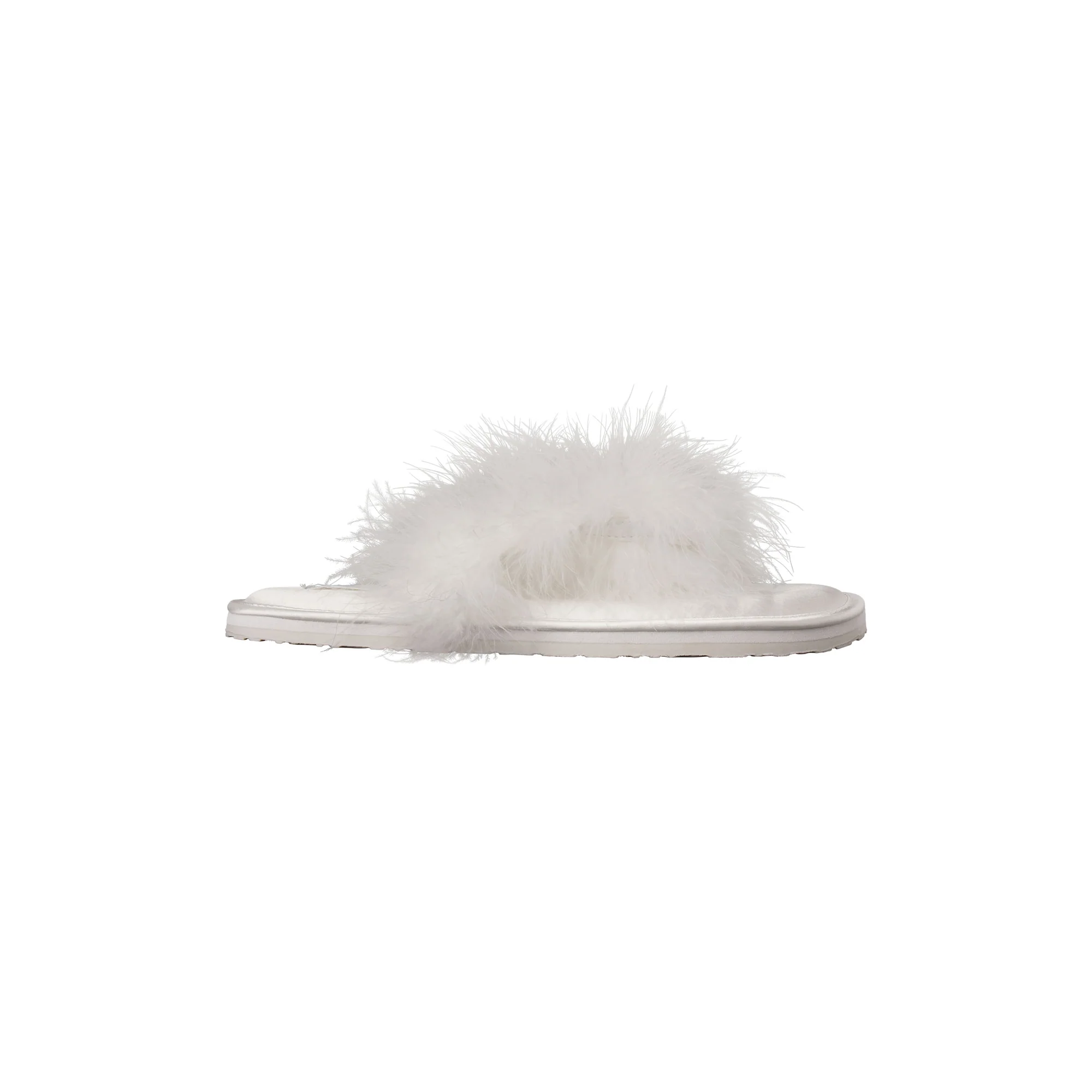 FAUX FEATHER SLIPPER | IVORY