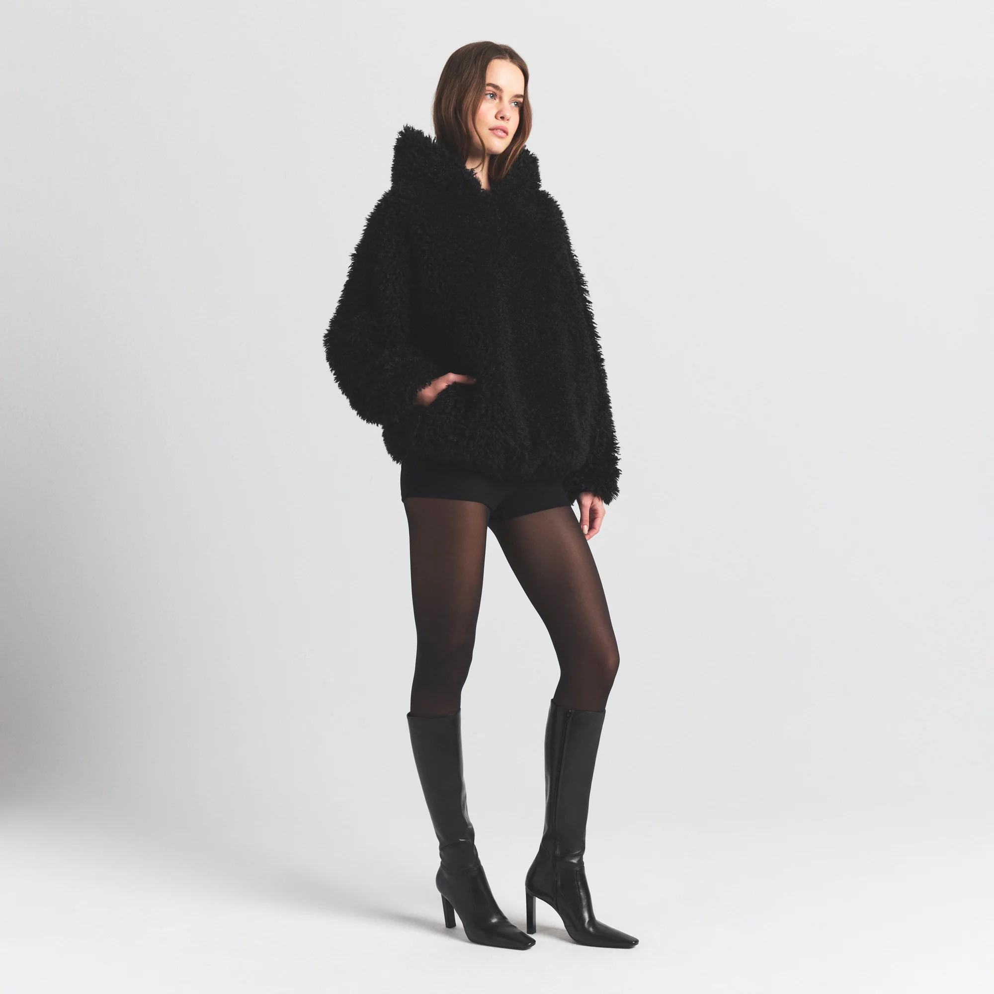FAUX FUR HOODIE | ONYX - Image 5