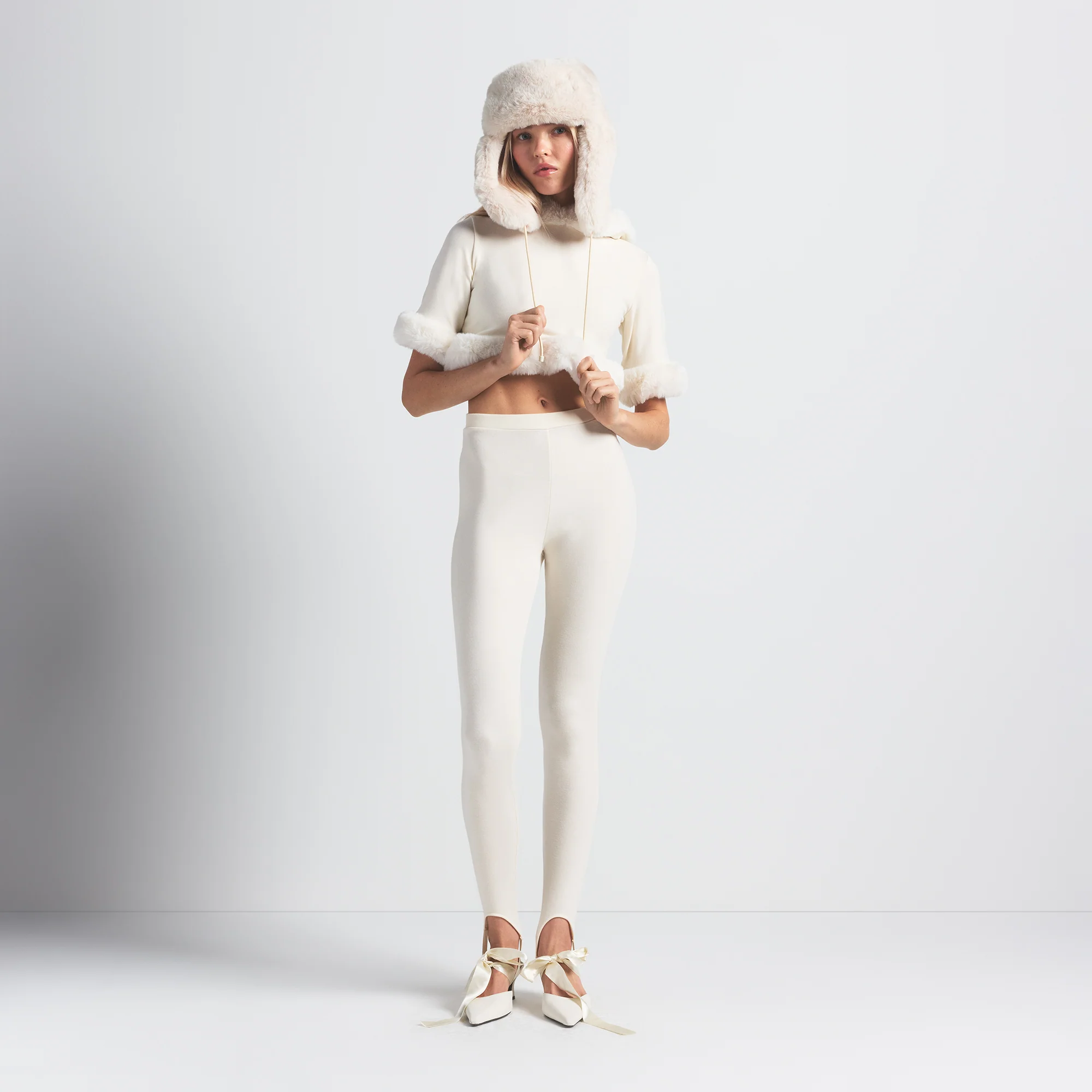 FAUX FUR TRAPPER HAT | EGRET - Image 3