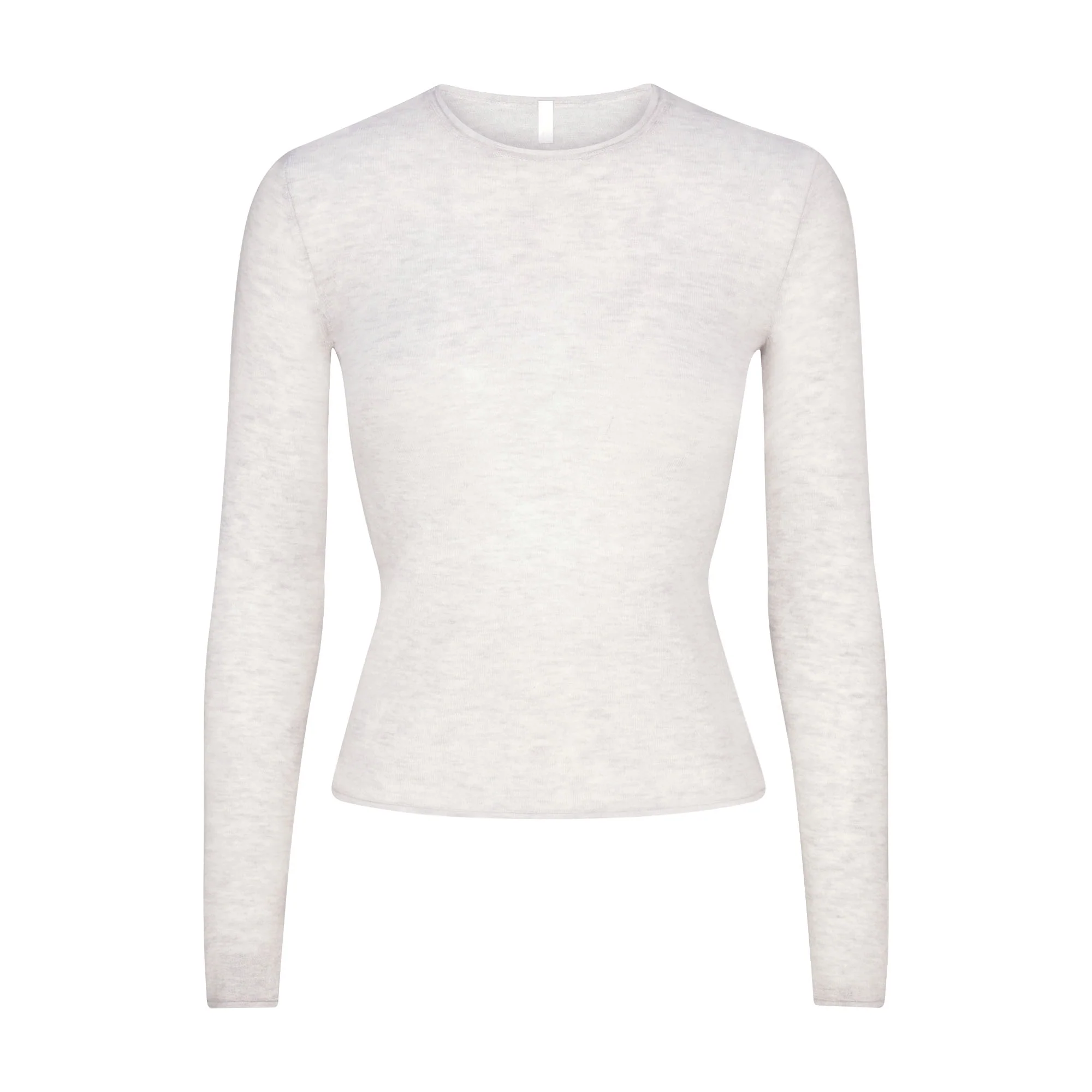 FEATHERWEIGHT CASHMERE LONG SLEEVE TOP | LIGHT HEATHER GREY