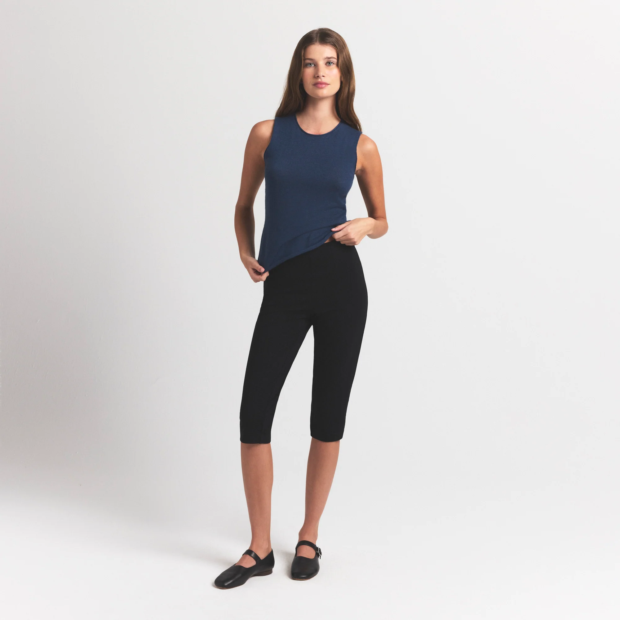 FEATHERWEIGHT CASHMERE SLEEVELESS TOP | INDIGO - Image 2