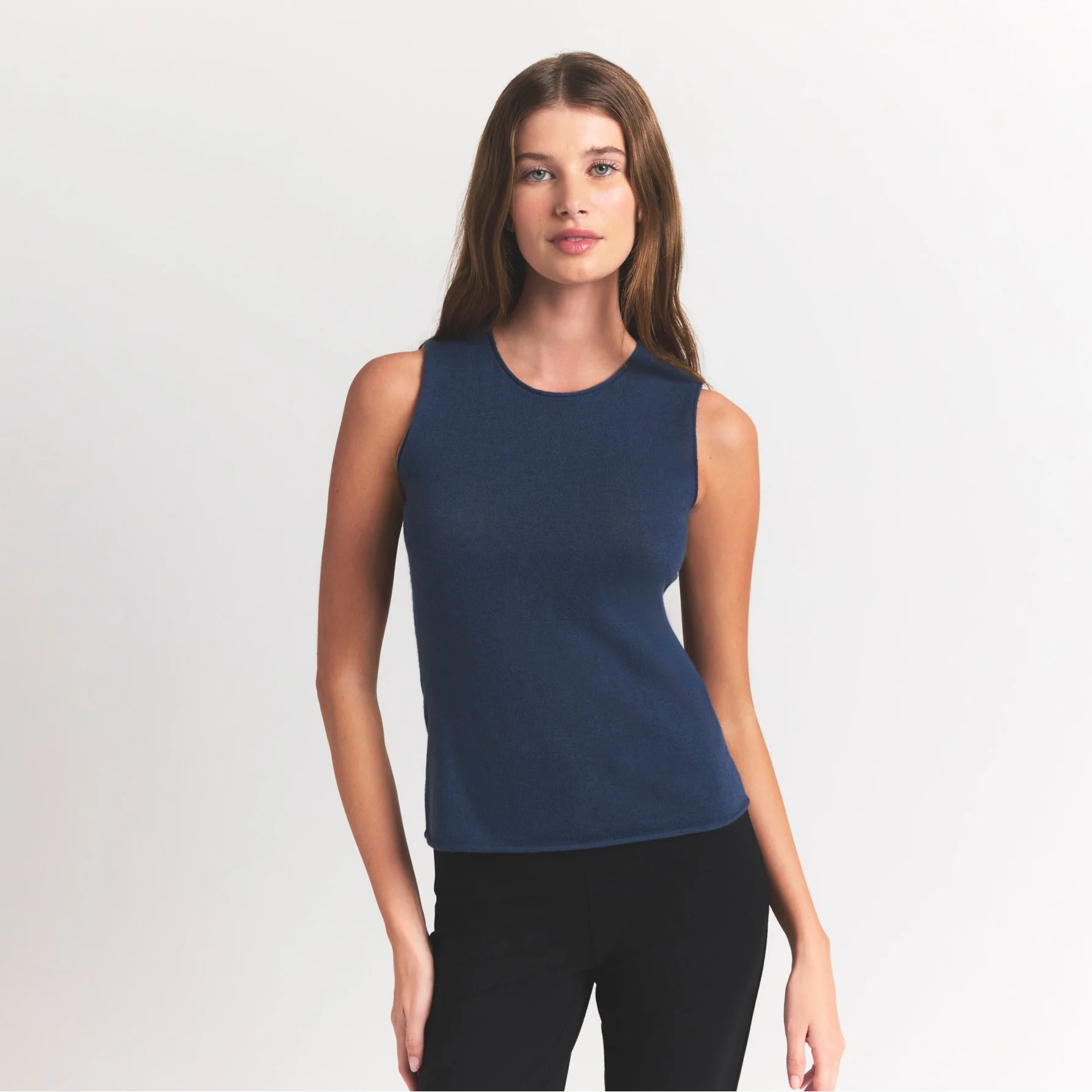 FEATHERWEIGHT CASHMERE SLEEVELESS TOP | INDIGO - Image 3