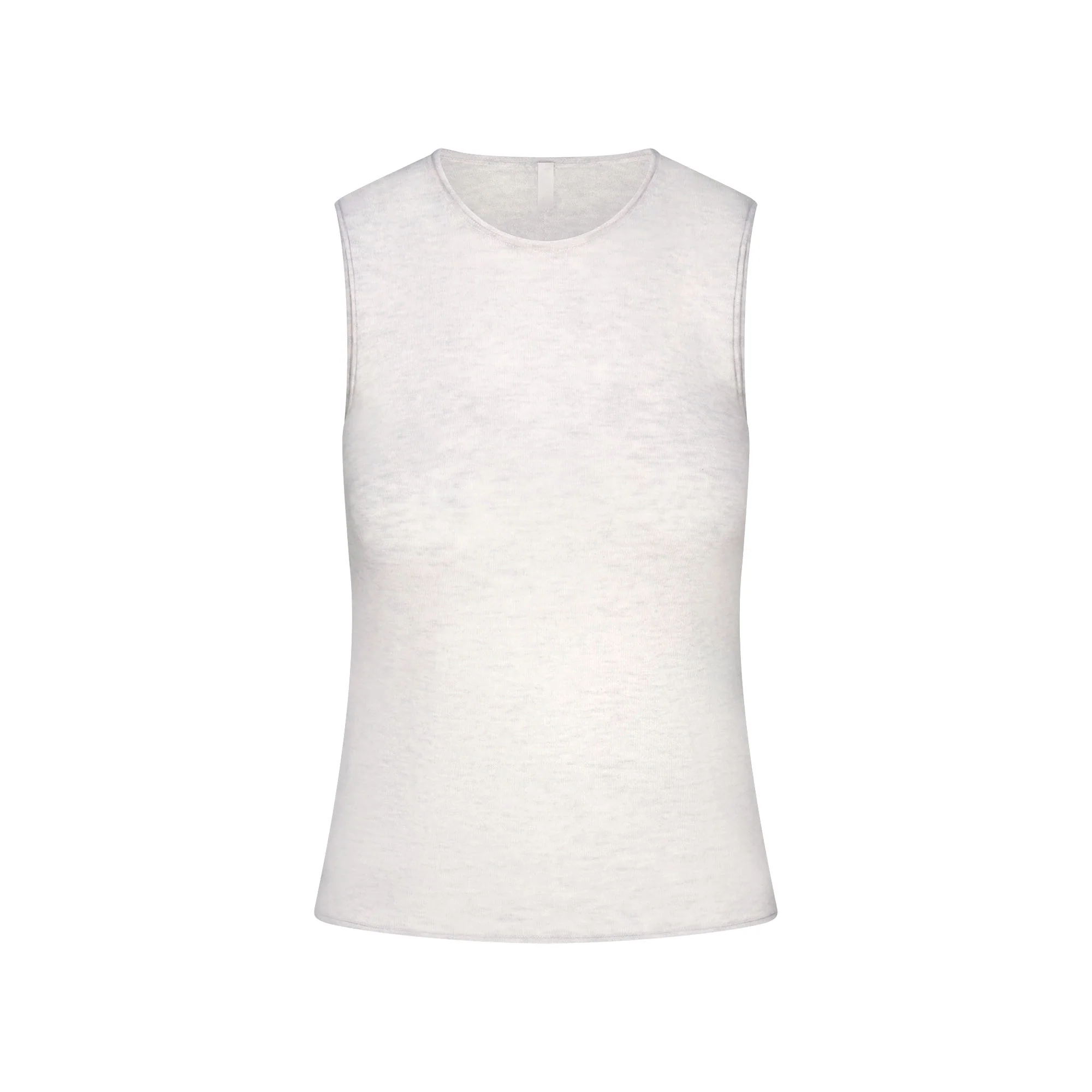 FEATHERWEIGHT CASHMERE SLEEVELESS TOP | LIGHT HEATHER GREY
