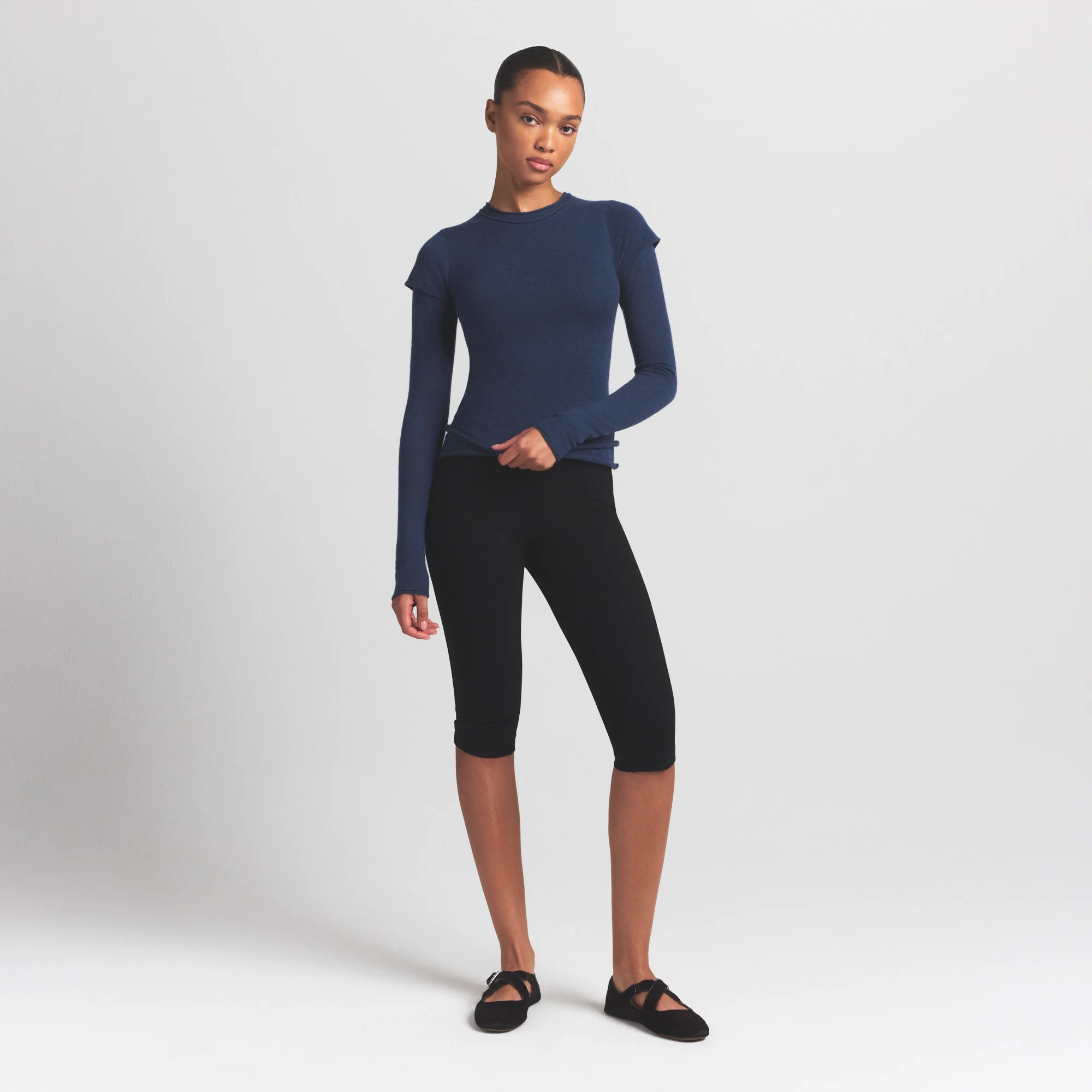 FEATHERWEIGHT CASHMERE TEE | INDIGO - Image 2