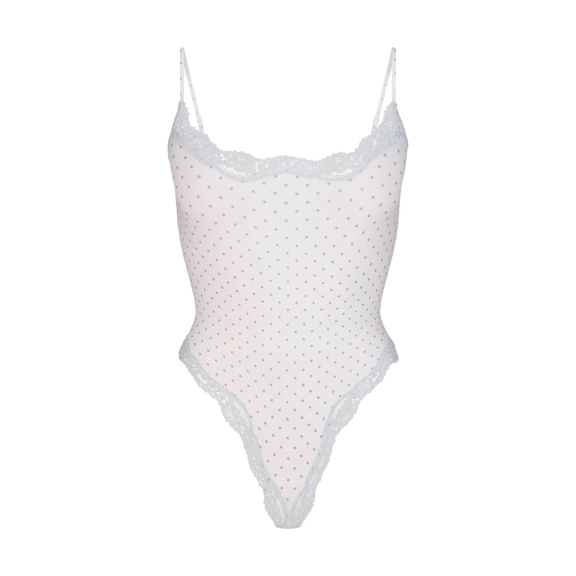 FITS EVERYBODY LACE CAMI BODYSUIT | SLATE PIN DOT PRINT