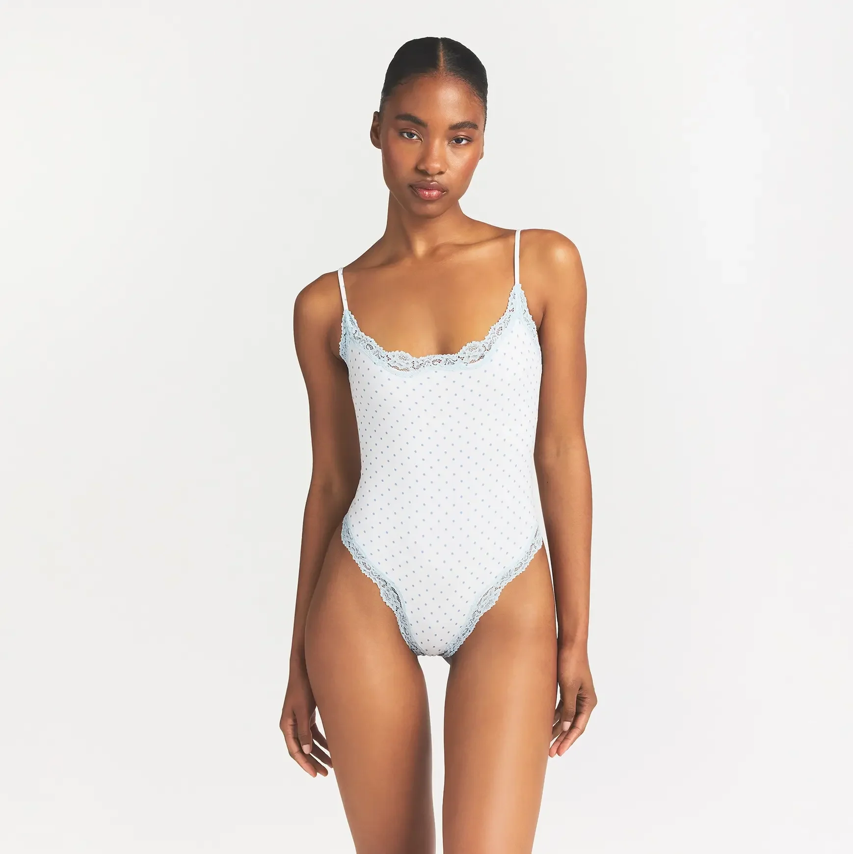 FITS EVERYBODY LACE CAMI BODYSUIT | SLATE PIN DOT PRINT - Image 3