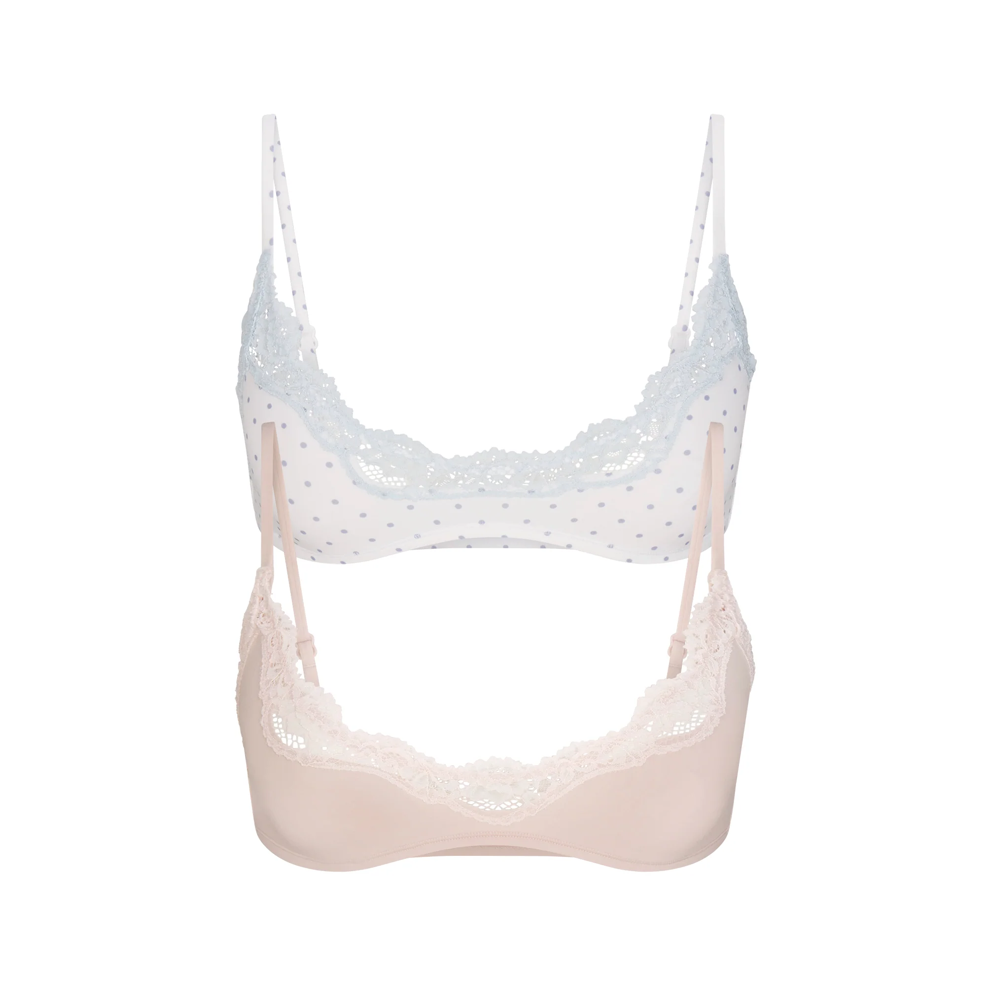 FITS EVERYBODY LACE SCOOP BRALETTE 2-PACK | DUSTY PINK AND PIN DOT