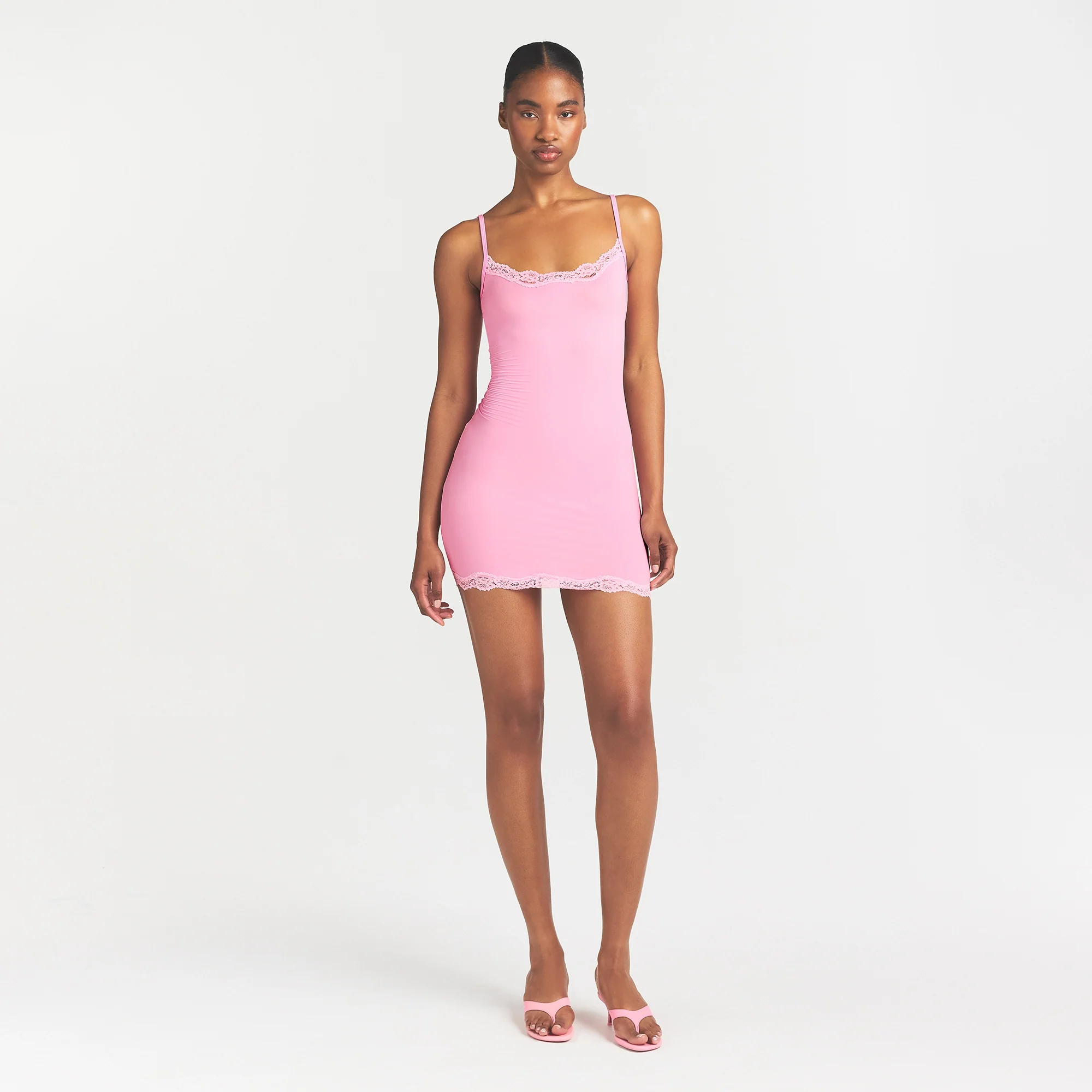 FITS EVERYBODY LACE SLIP DRESS | BUBBLE GUM TONAL - Image 2