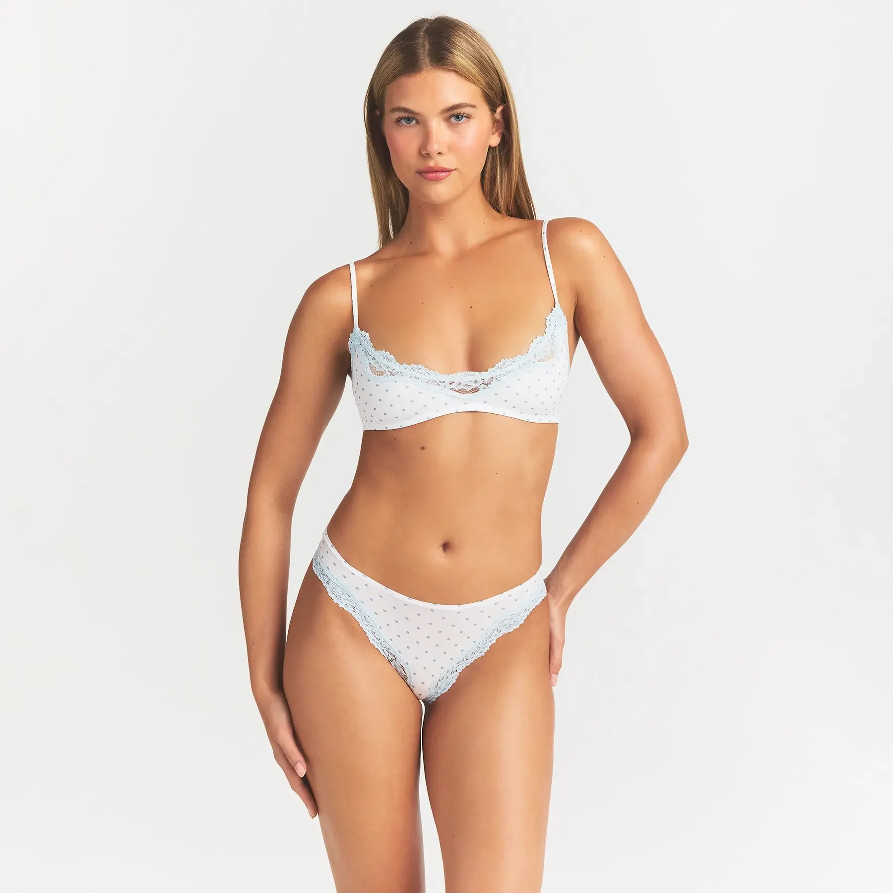FITS EVERYBODY LACE TANGA | SLATE PIN DOT PRINT - Image 5