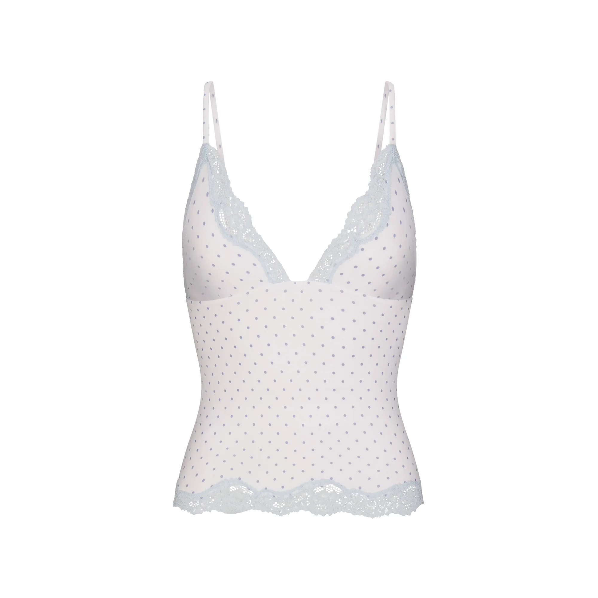 FITS EVERYBODY LACE TRIANGLE CAMI AND BOY SHORT SET | SLATE PIN DOT PRINT - Image 6