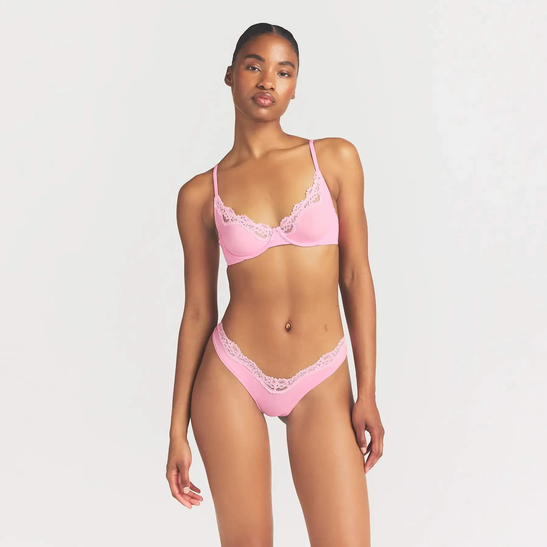 FITS EVERYBODY LACE UNLINED SCOOP BRA | BUBBLE GUM TONAL - Image 3