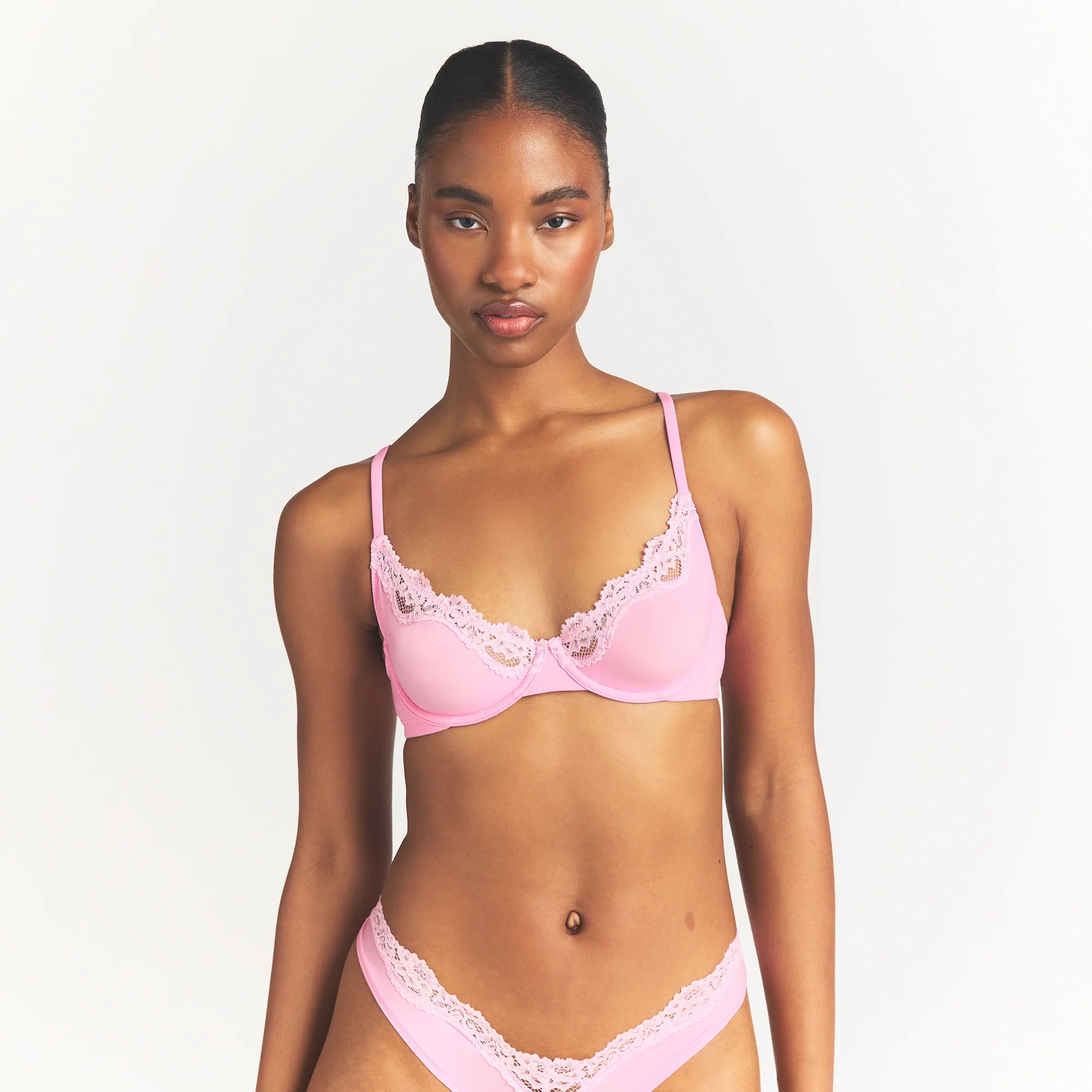 FITS EVERYBODY LACE UNLINED SCOOP BRA | BUBBLE GUM TONAL - Image 4