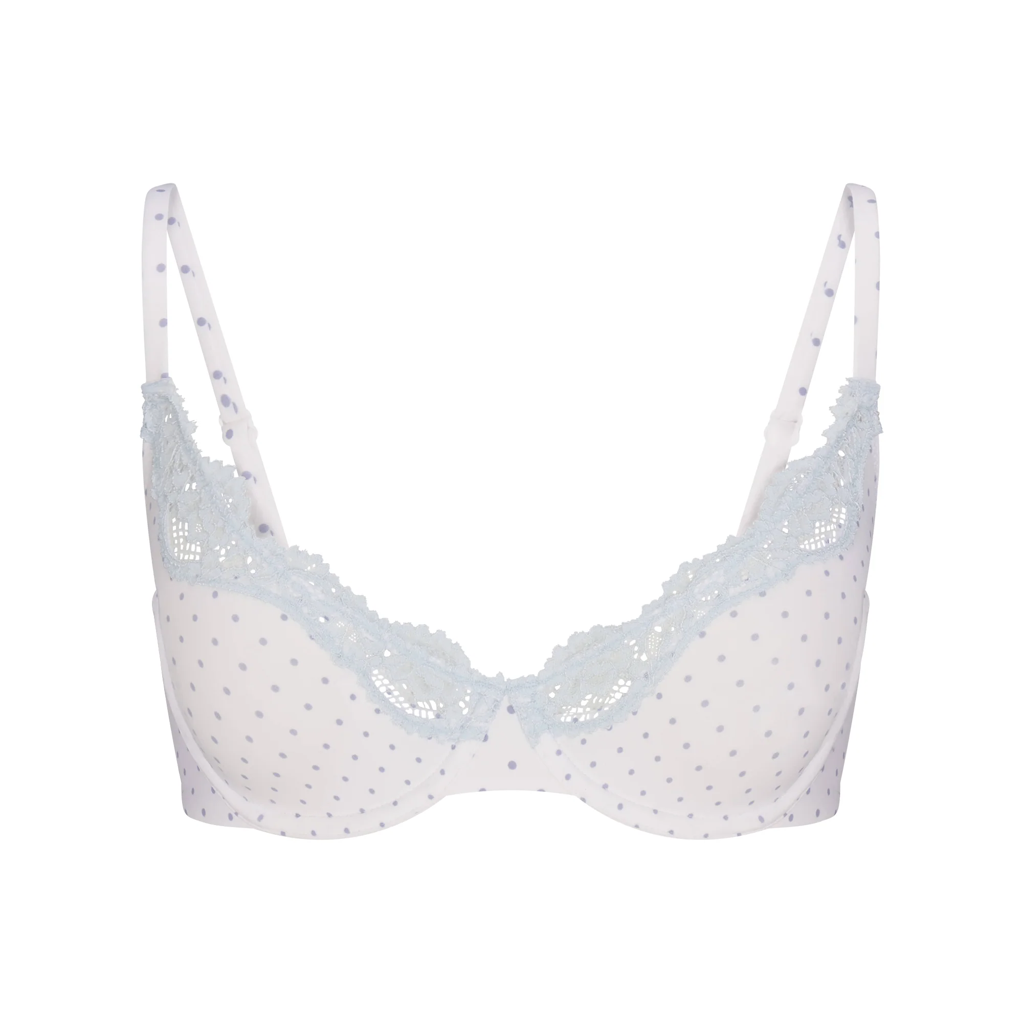 FITS EVERYBODY LACE UNLINED SCOOP BRA | SLATE PIN DOT PRINT