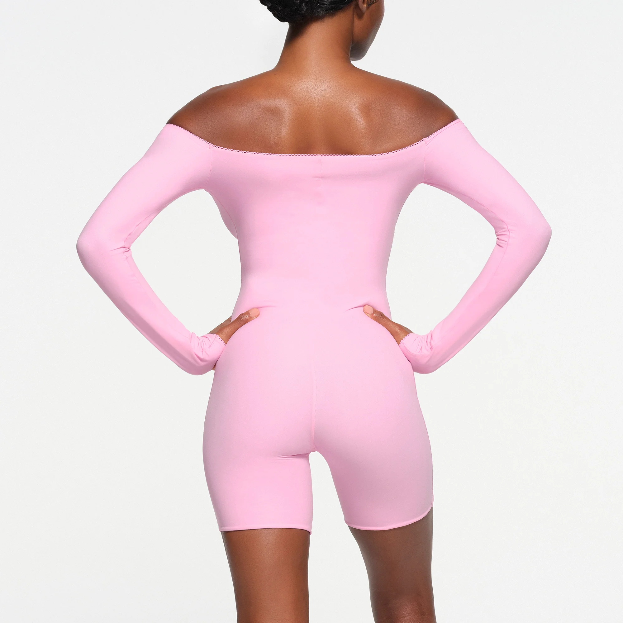 FITS EVERYBODY PICOT OFF THE SHOULDER ONESIE | BUBBLE GUM - Image 4