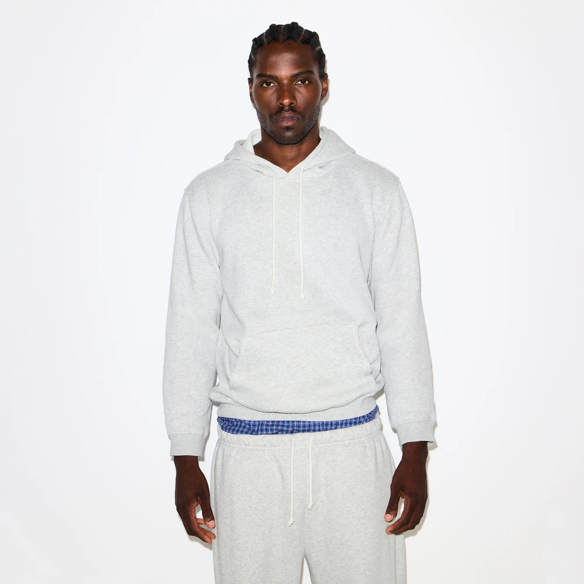 FLEECE LOUNGE MENS CLASSIC HOODIE | LIGHT HEATHER GREY - Image 3