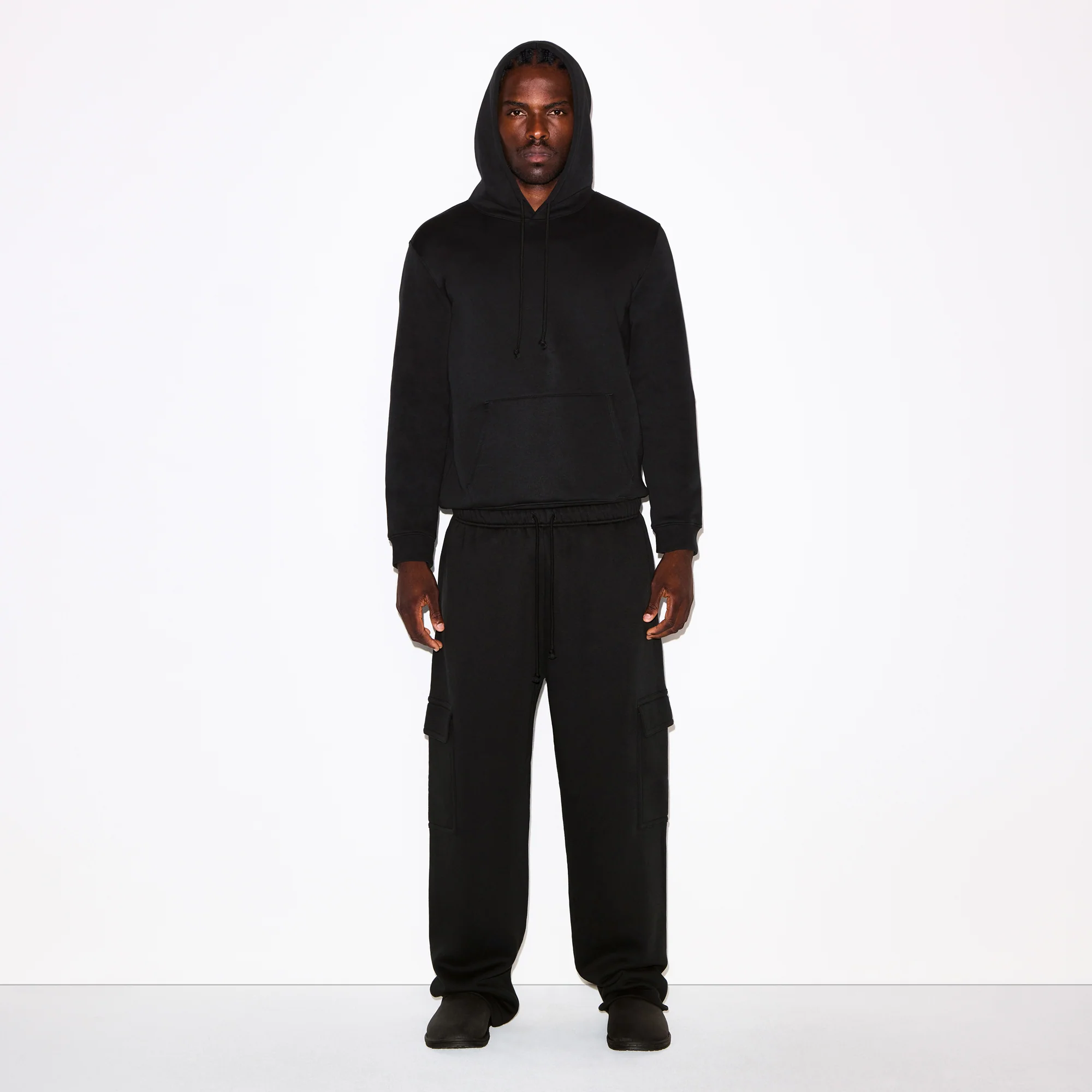 FLEECE LOUNGE MENS CLASSIC HOODIE | WASHED ONYX - Image 3