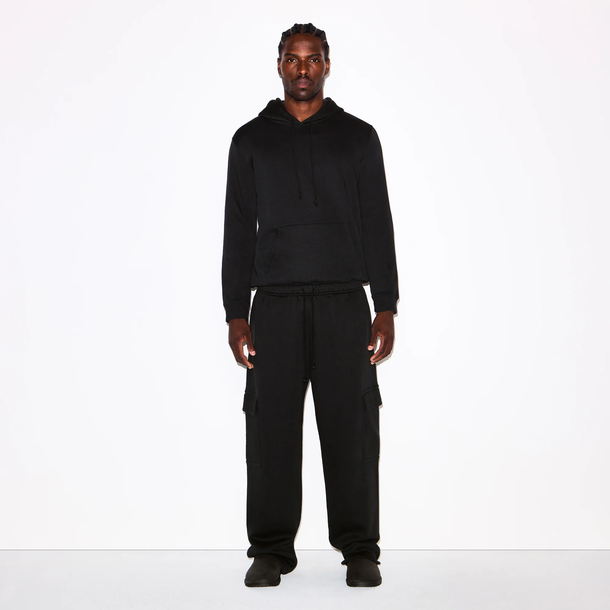 FLEECE LOUNGE MENS CLASSIC HOODIE | WASHED ONYX - Image 4