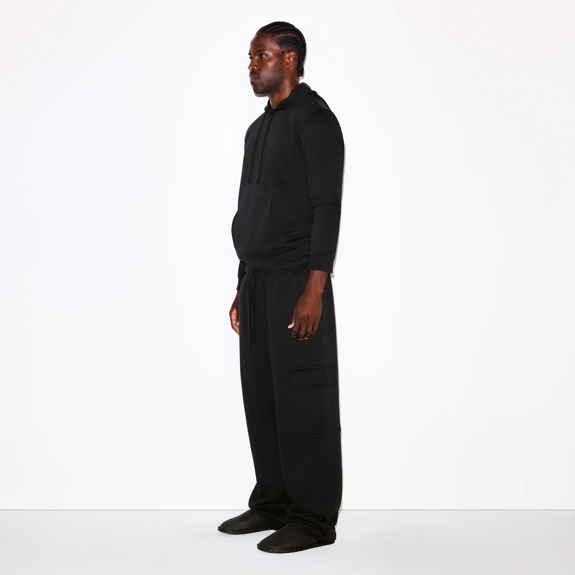 FLEECE LOUNGE MENS CLASSIC HOODIE | WASHED ONYX - Image 6