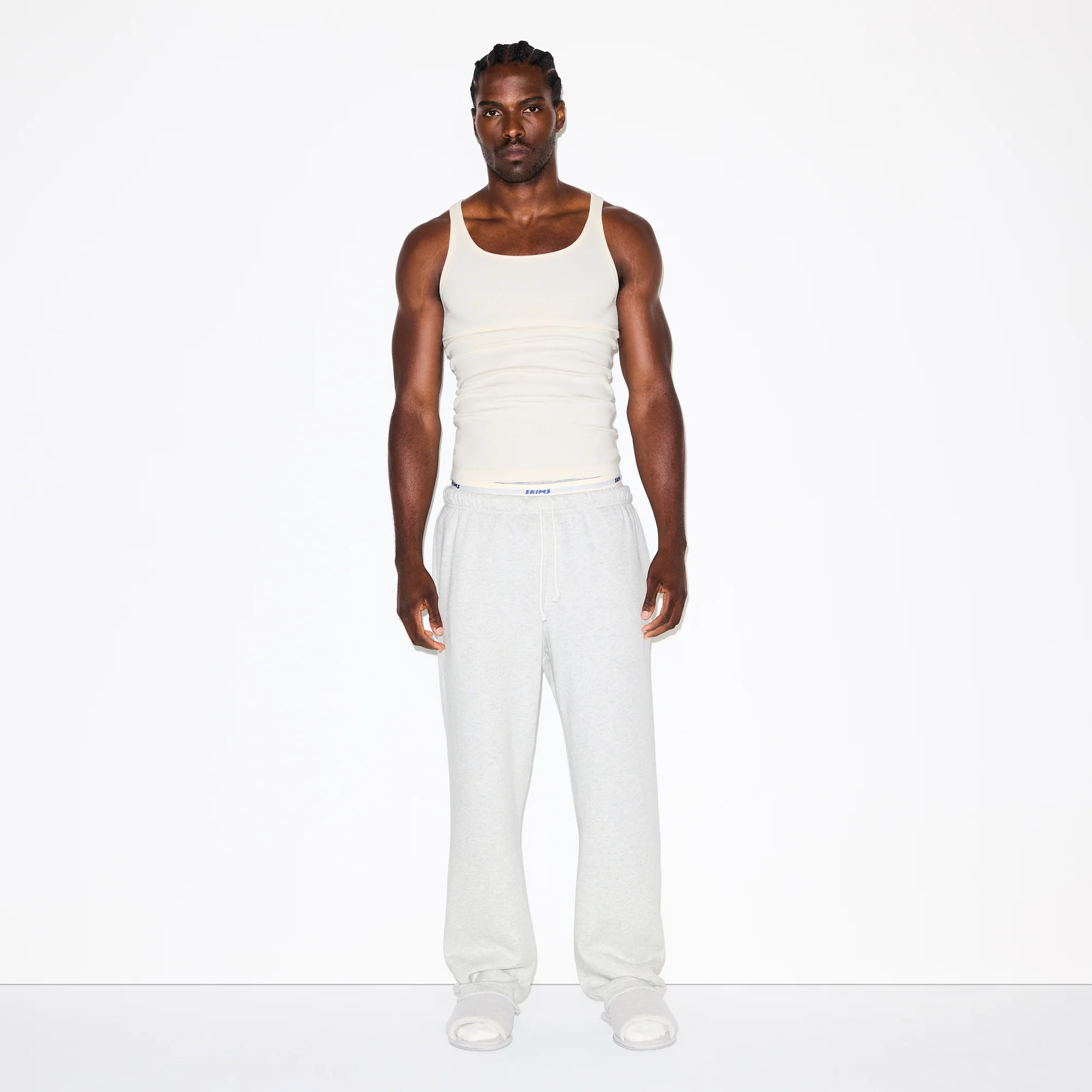 FLEECE LOUNGE MENS CLASSIC STRAIGHT LEG PANT | LIGHT HEATHER GREY - Image 3