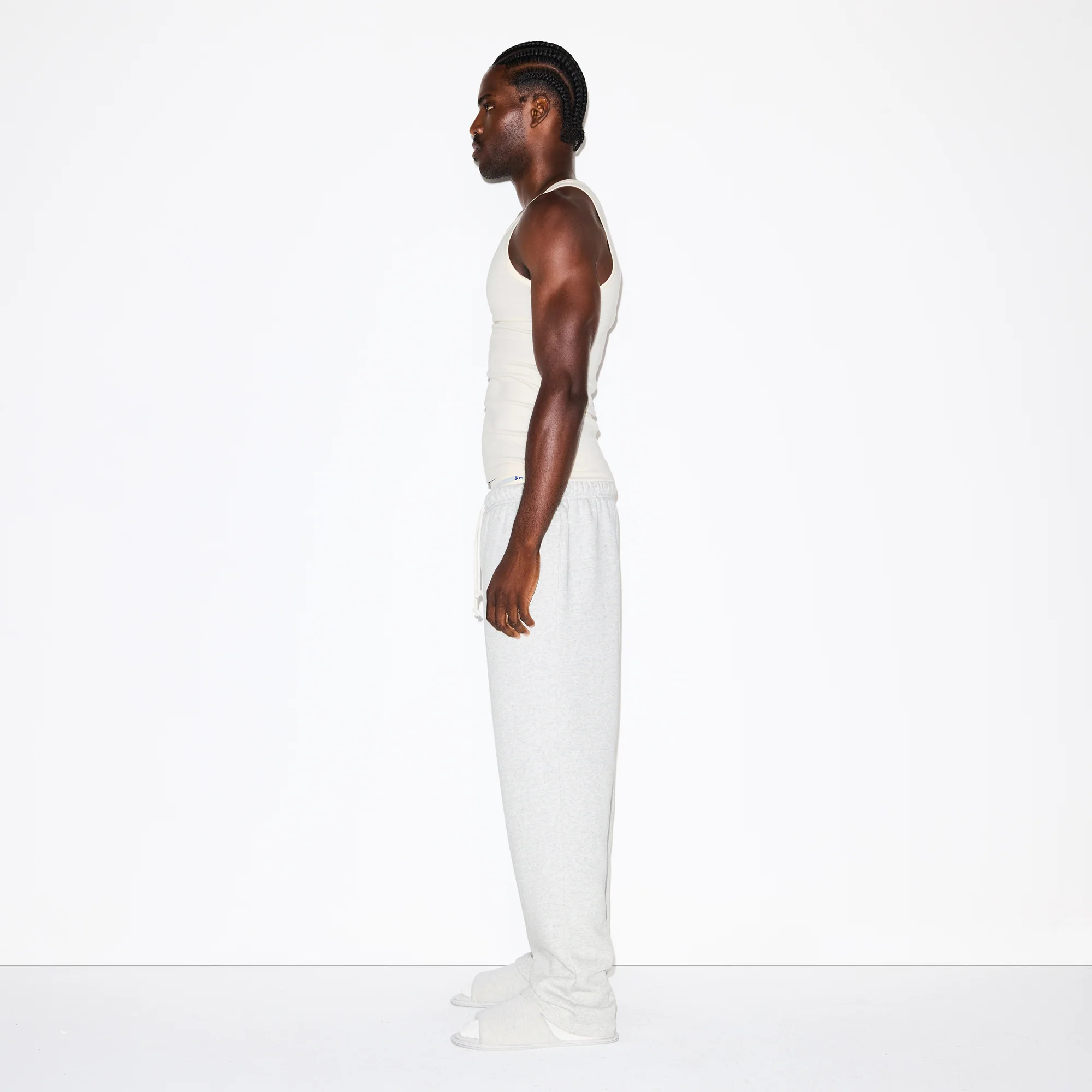 FLEECE LOUNGE MENS CLASSIC STRAIGHT LEG PANT | LIGHT HEATHER GREY - Image 4