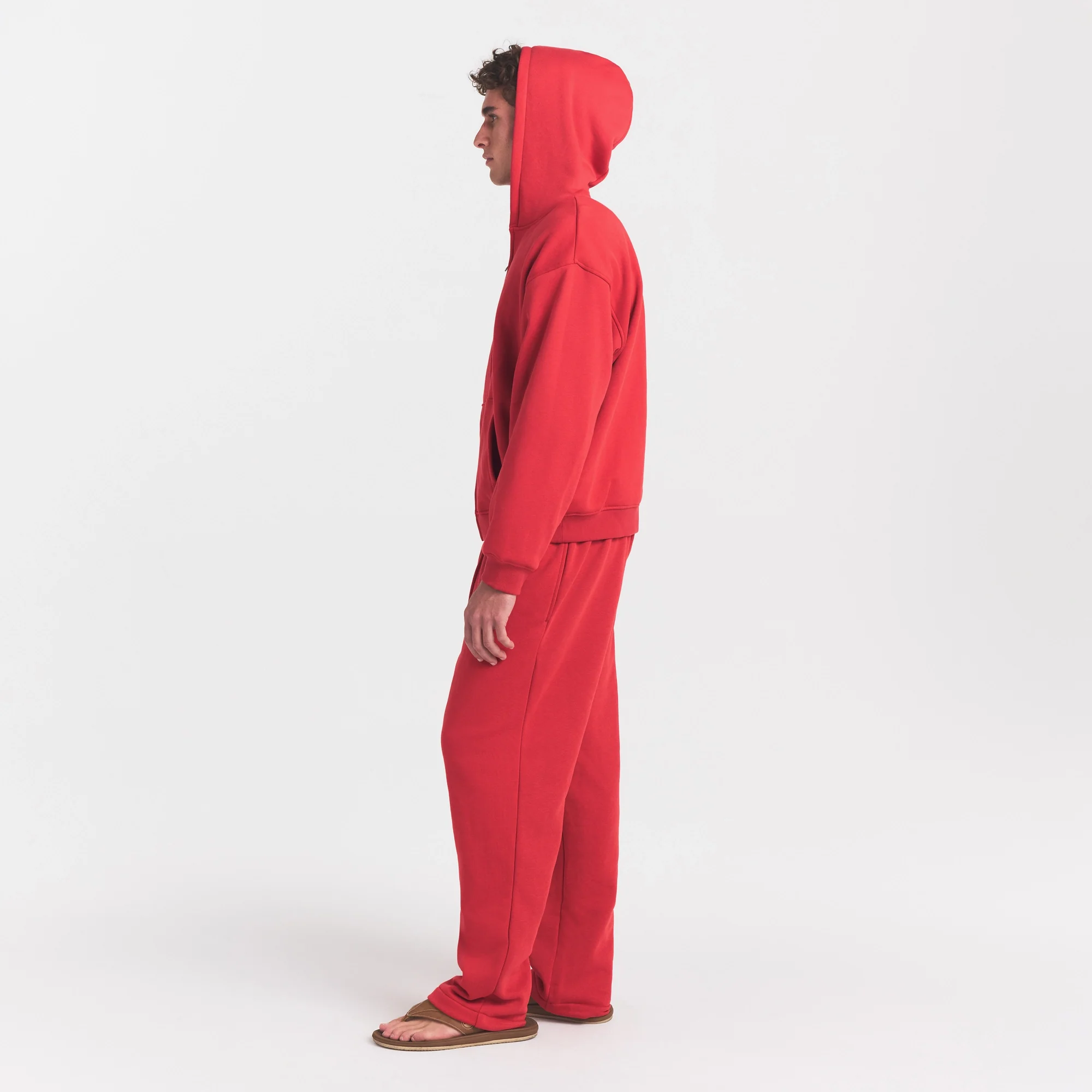FLEECE LOUNGE MENS CLASSIC STRAIGHT LEG PANT | WASHED RED - Image 3