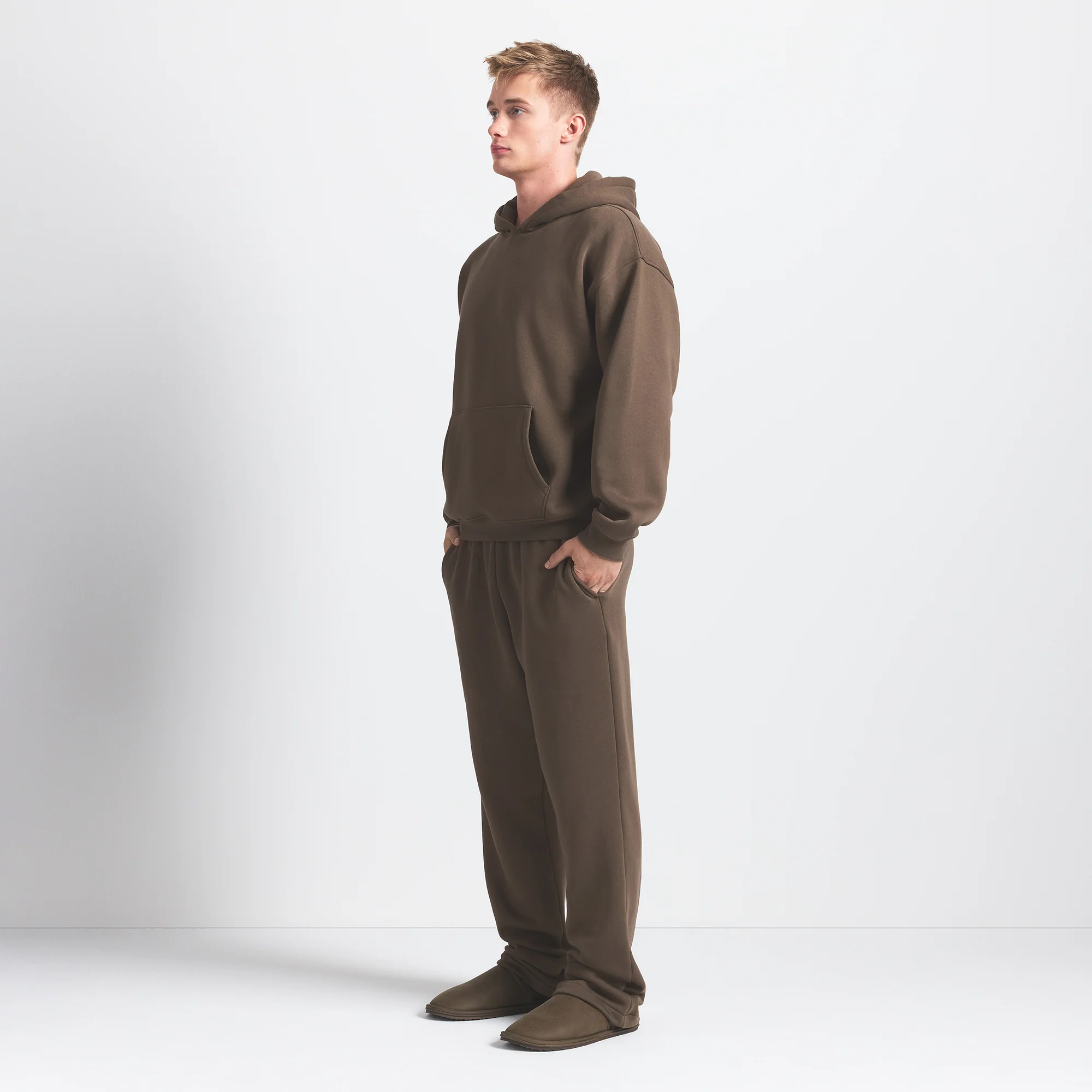 FLEECE LOUNGE MENS RELAXED HOODIE | DRIFTWOOD - Image 4