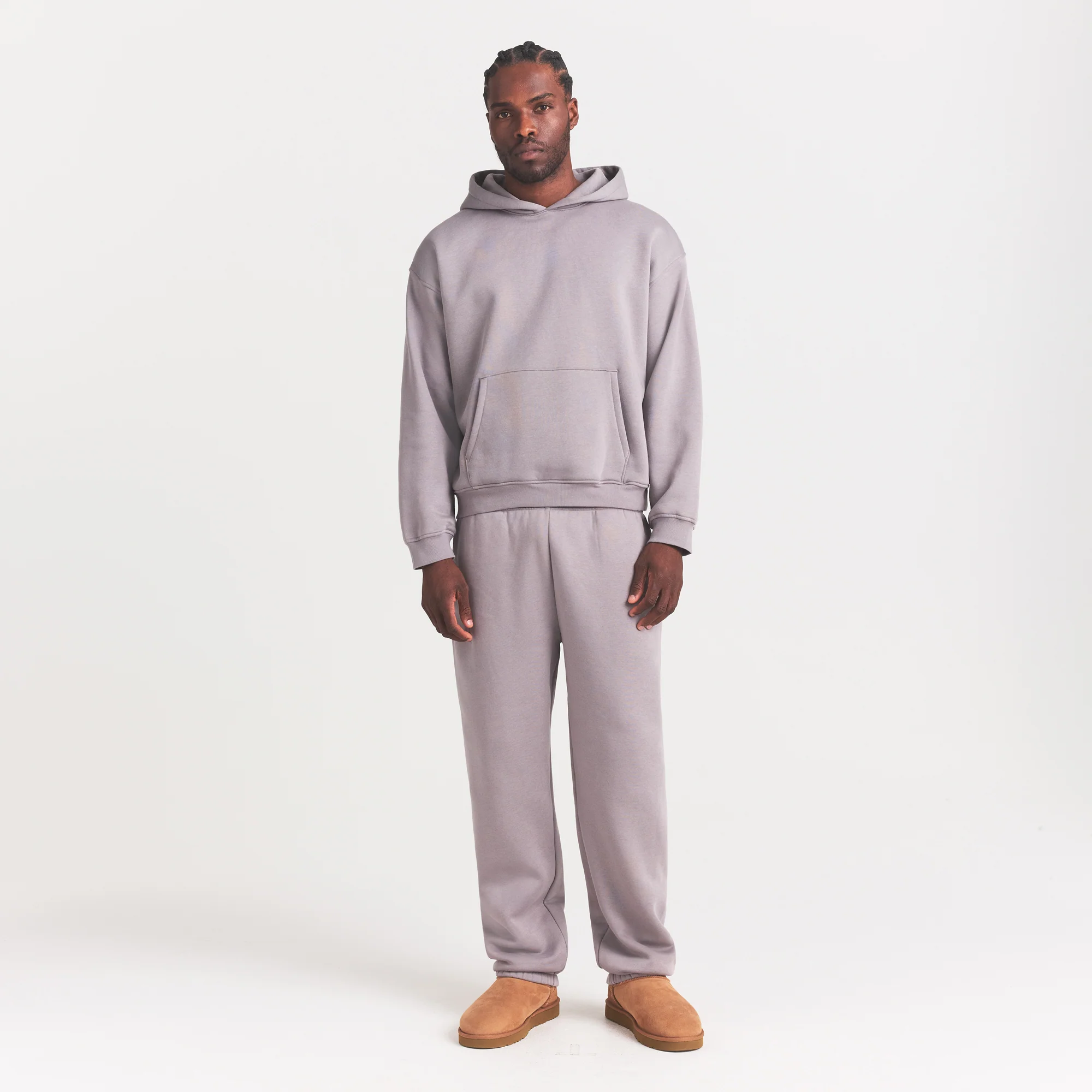 FLEECE LOUNGE MENS RELAXED HOODIE | SHADOW - Image 2