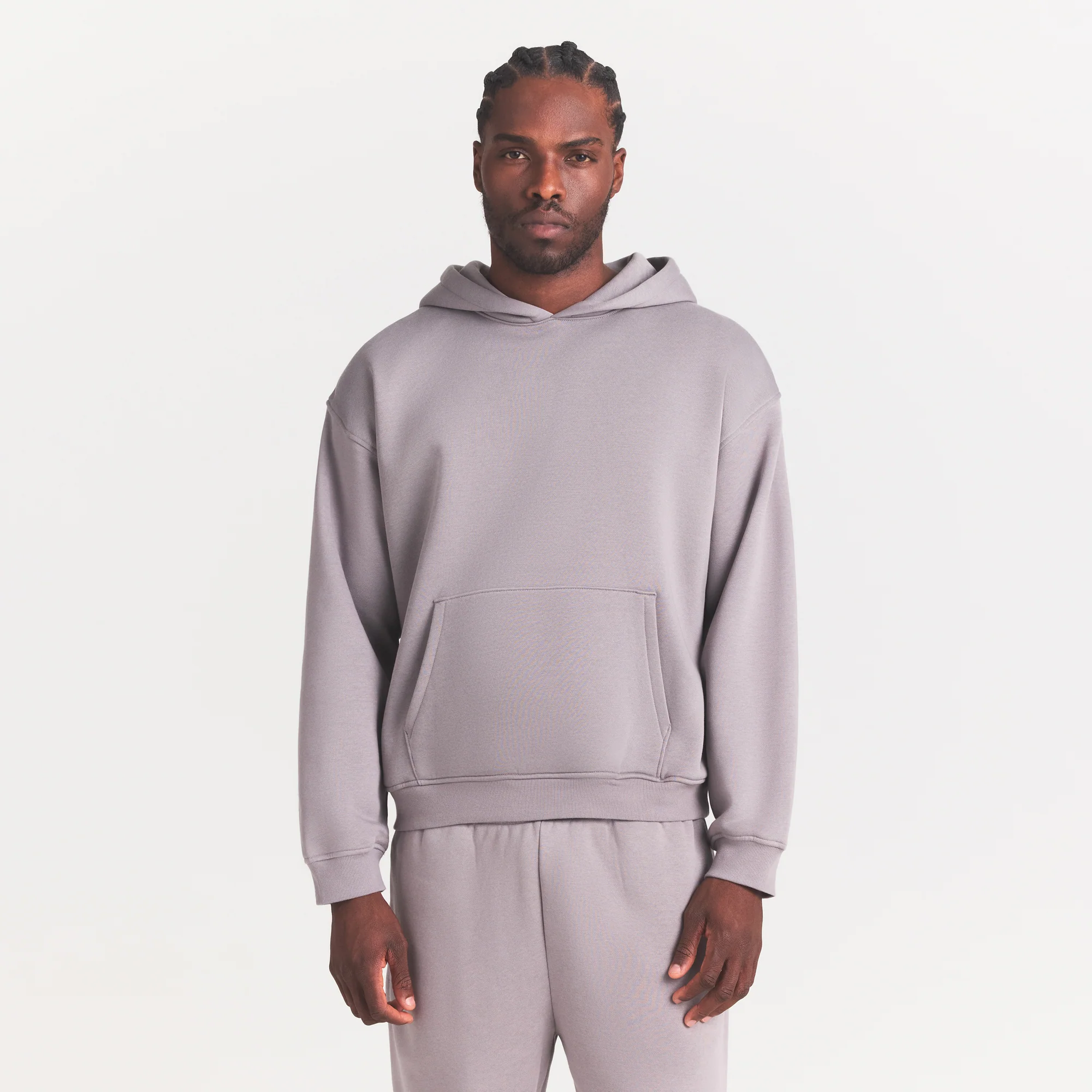 FLEECE LOUNGE MENS RELAXED HOODIE | SHADOW - Image 3
