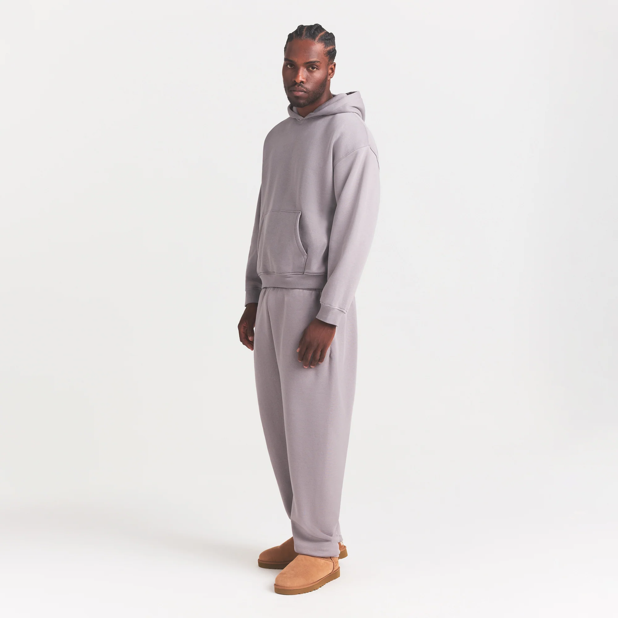 FLEECE LOUNGE MENS RELAXED HOODIE | SHADOW - Image 4