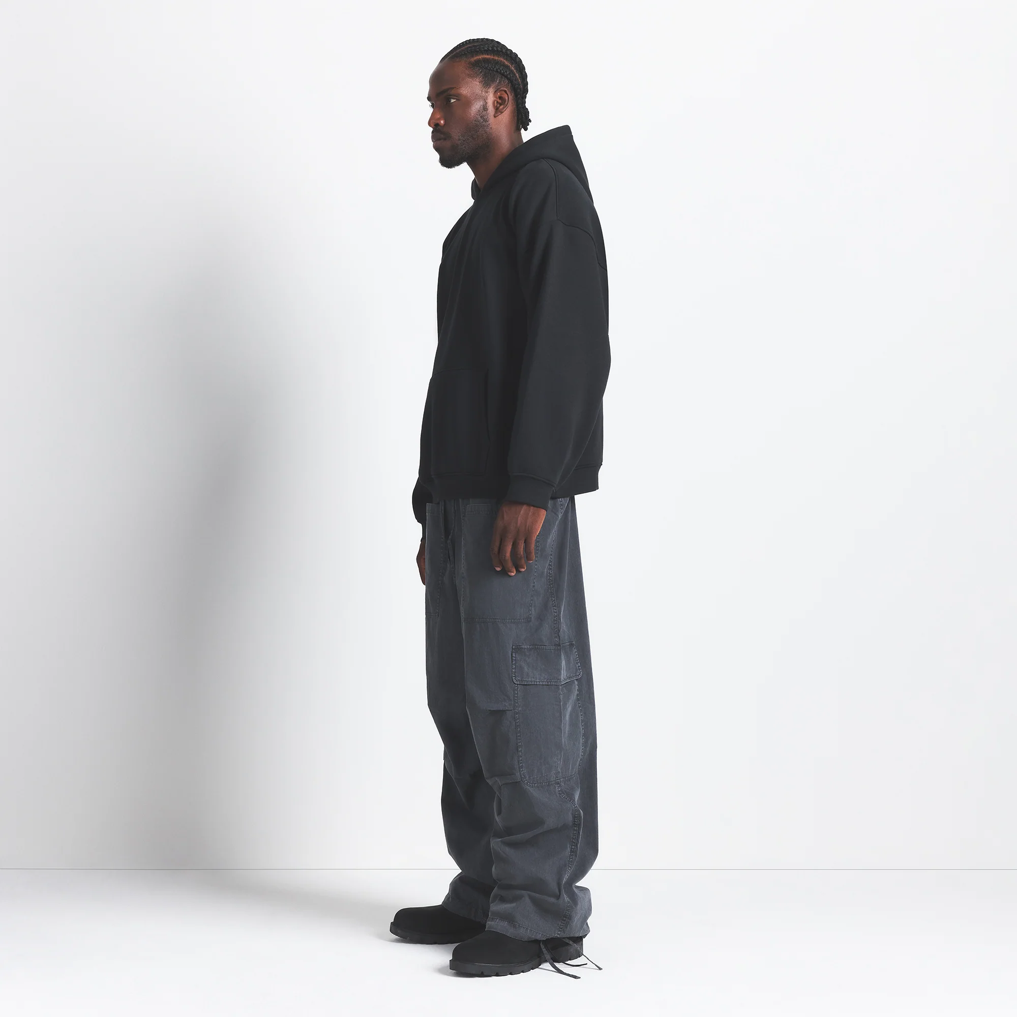 FLEECE LOUNGE MENS RELAXED HOODIE | WASHED ONYX - Image 4