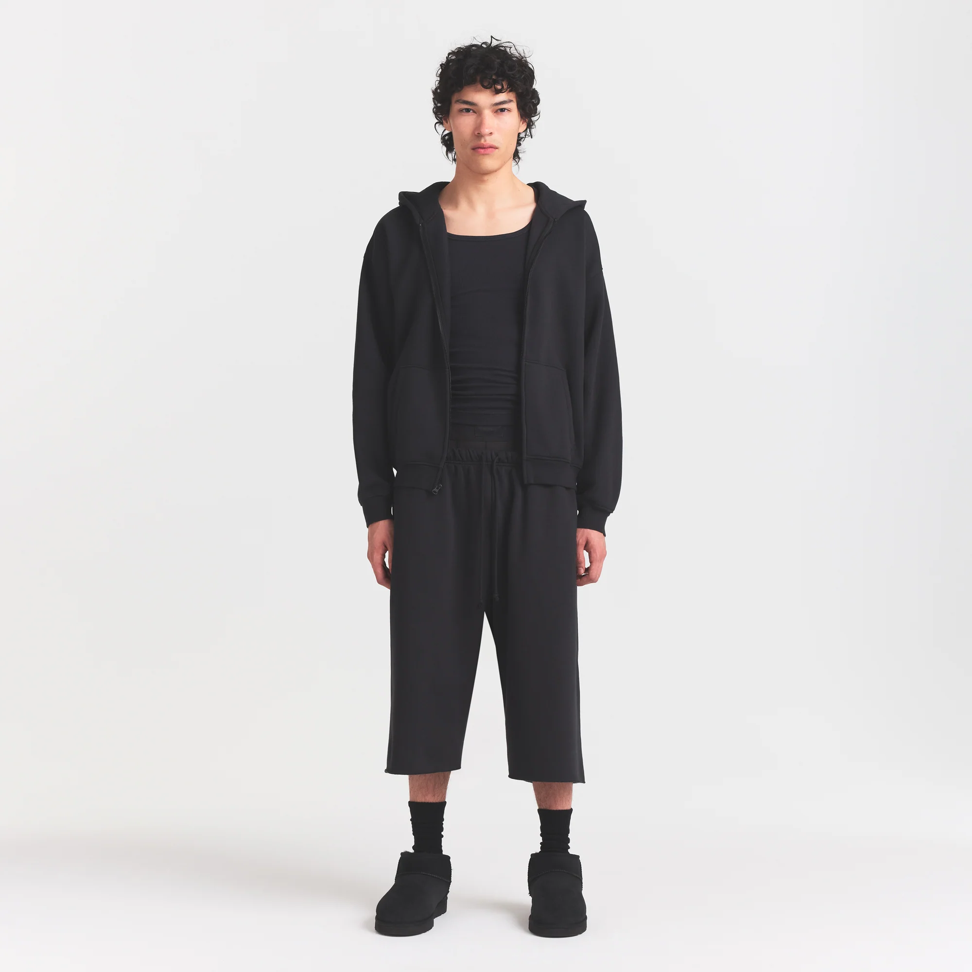 FLEECE LOUNGE MENS RELAXED LONG SHORT | WASHED ONYX - Image 4