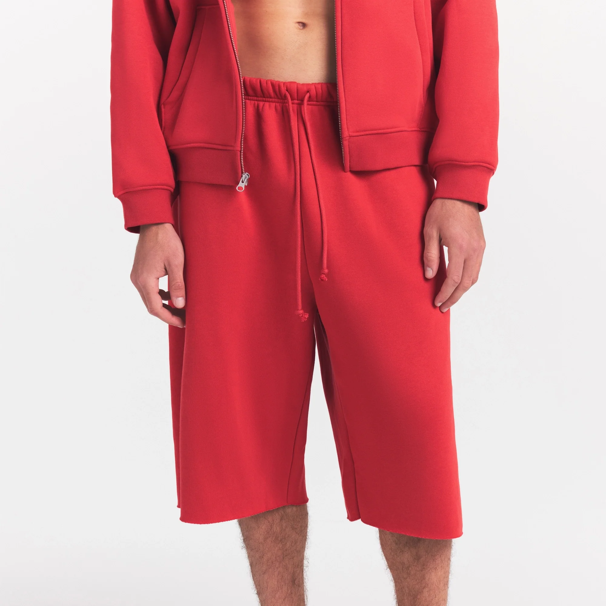 FLEECE LOUNGE MENS RELAXED LONG SHORT | WASHED RED - Image 3