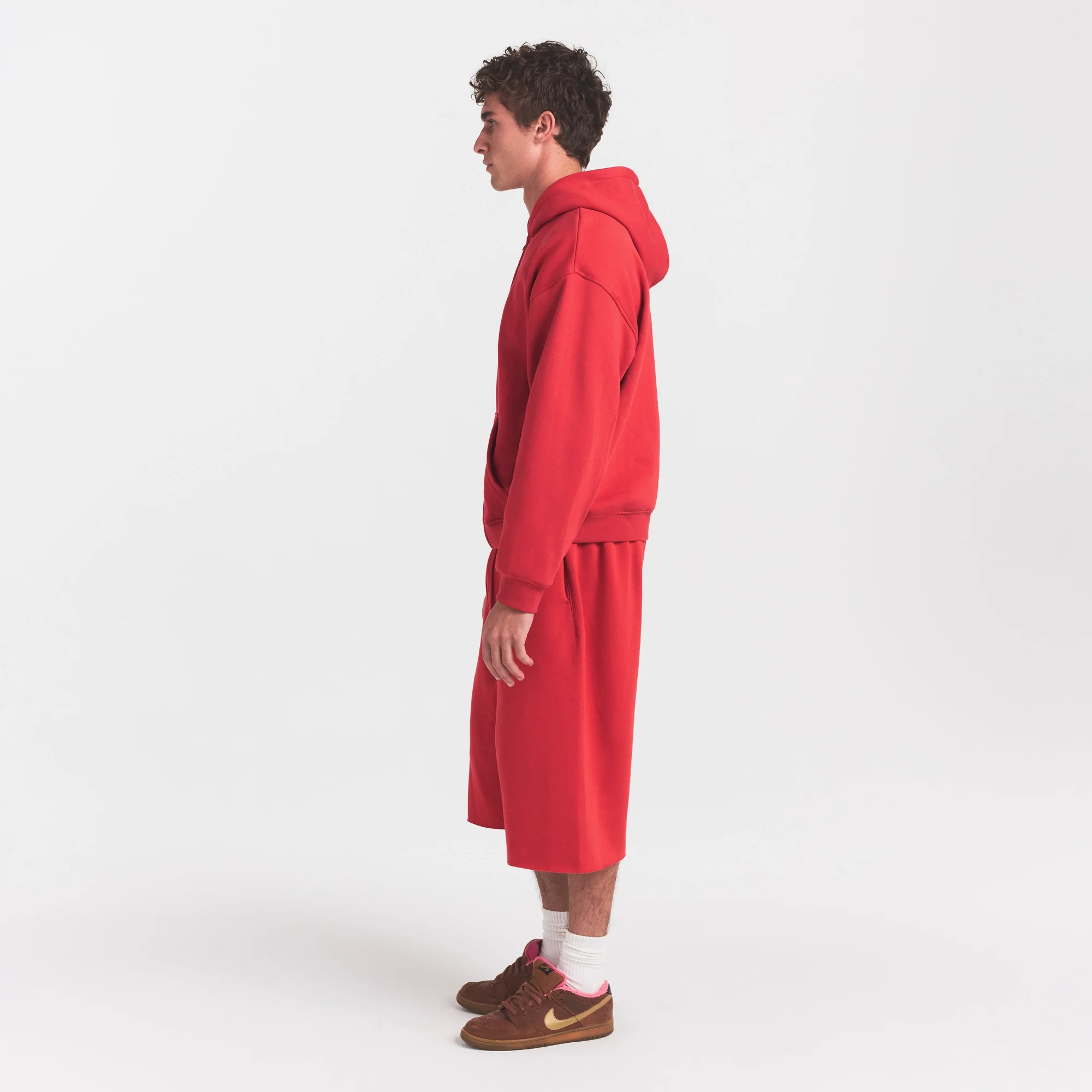 FLEECE LOUNGE MENS RELAXED LONG SHORT | WASHED RED - Image 6