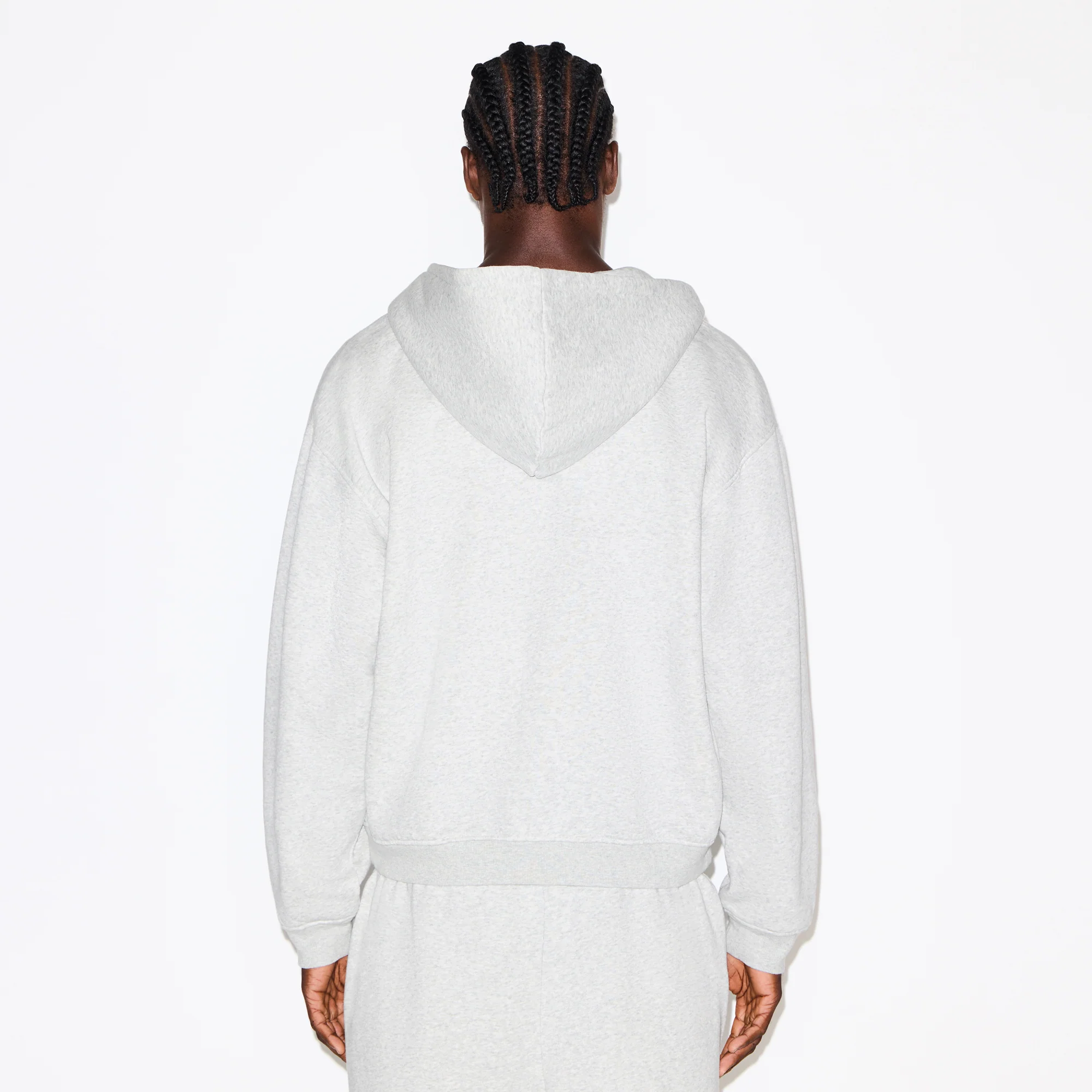 FLEECE LOUNGE MENS RELAXED ZIP UP HOODIE | LIGHT HEATHER GREY - Image 6