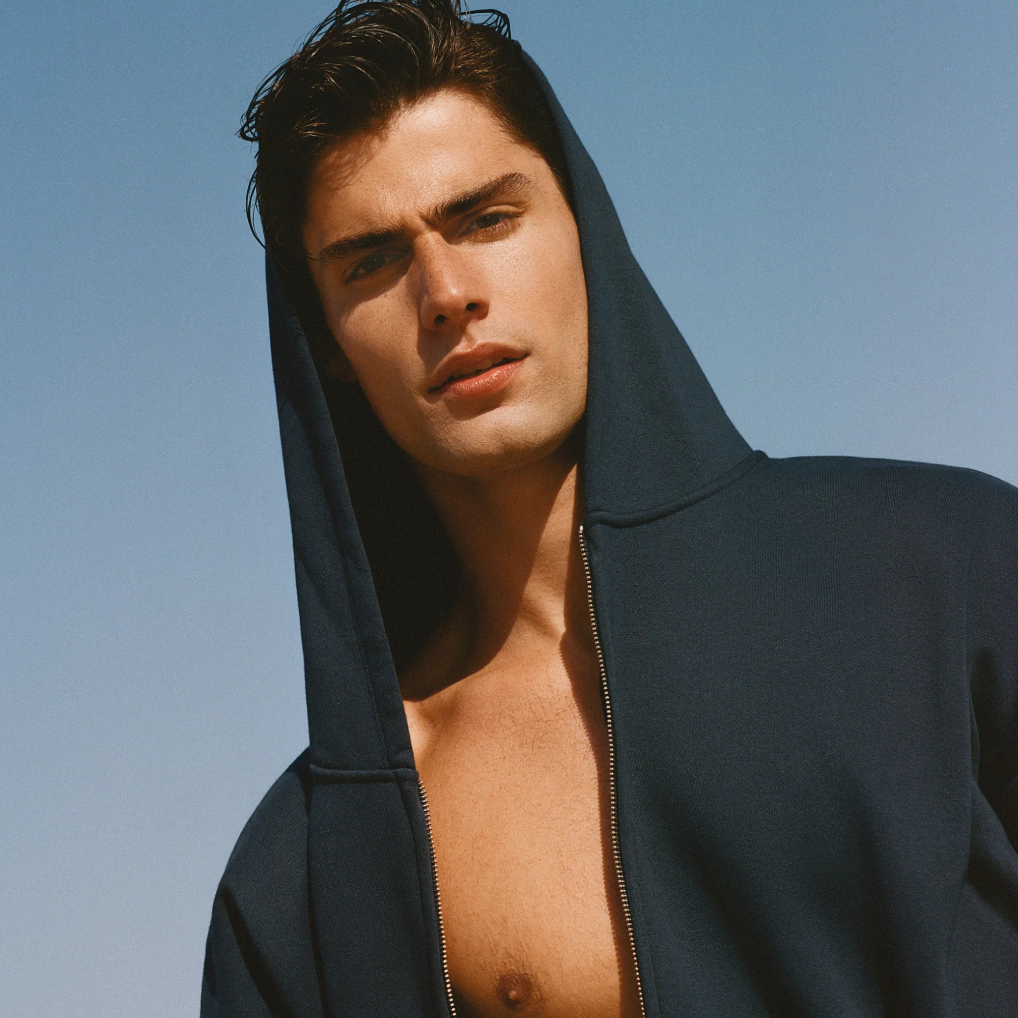 FLEECE LOUNGE MENS RELAXED ZIP UP HOODIE | NAVY - Image 7