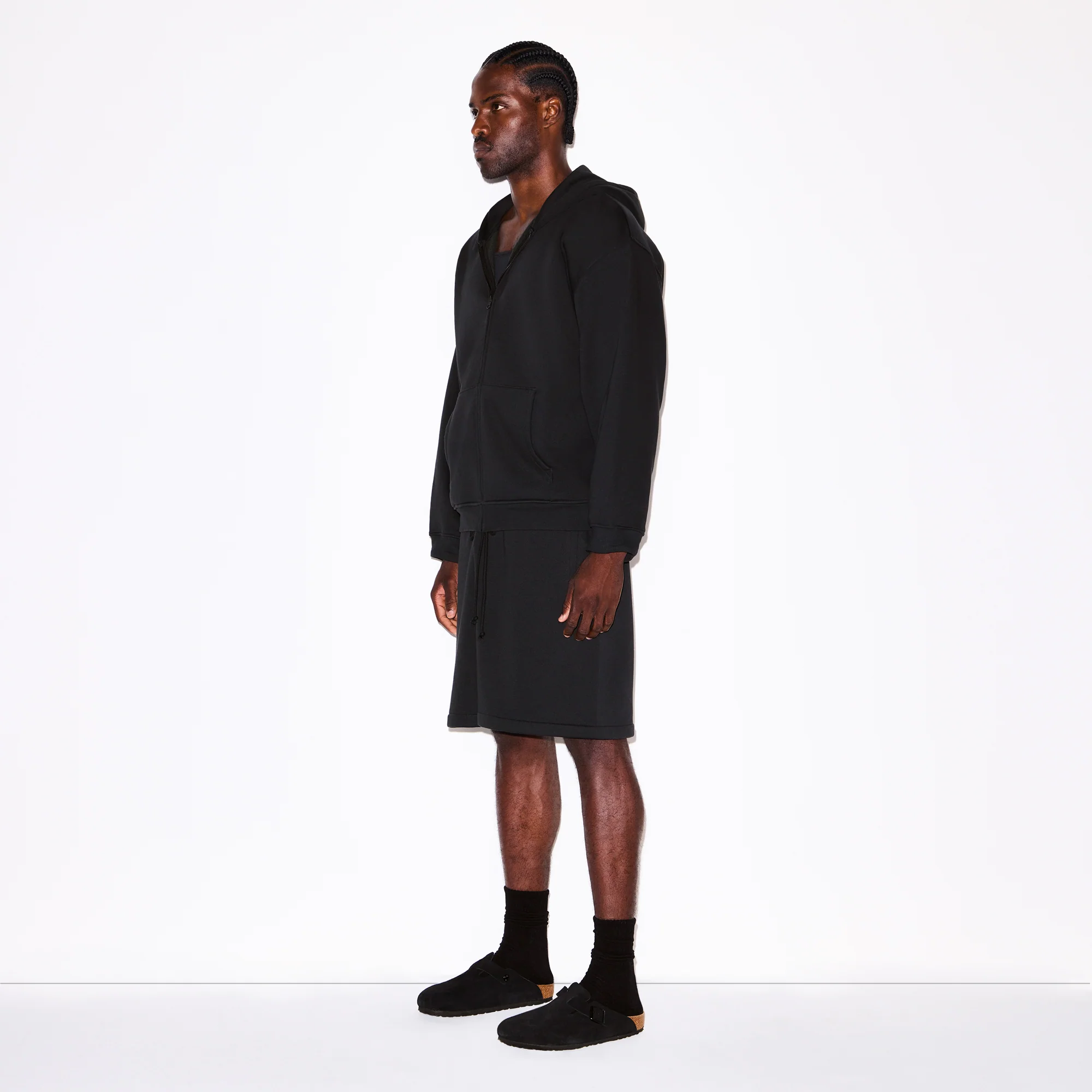 FLEECE LOUNGE MENS RELAXED ZIP UP HOODIE | WASHED ONYX - Image 3