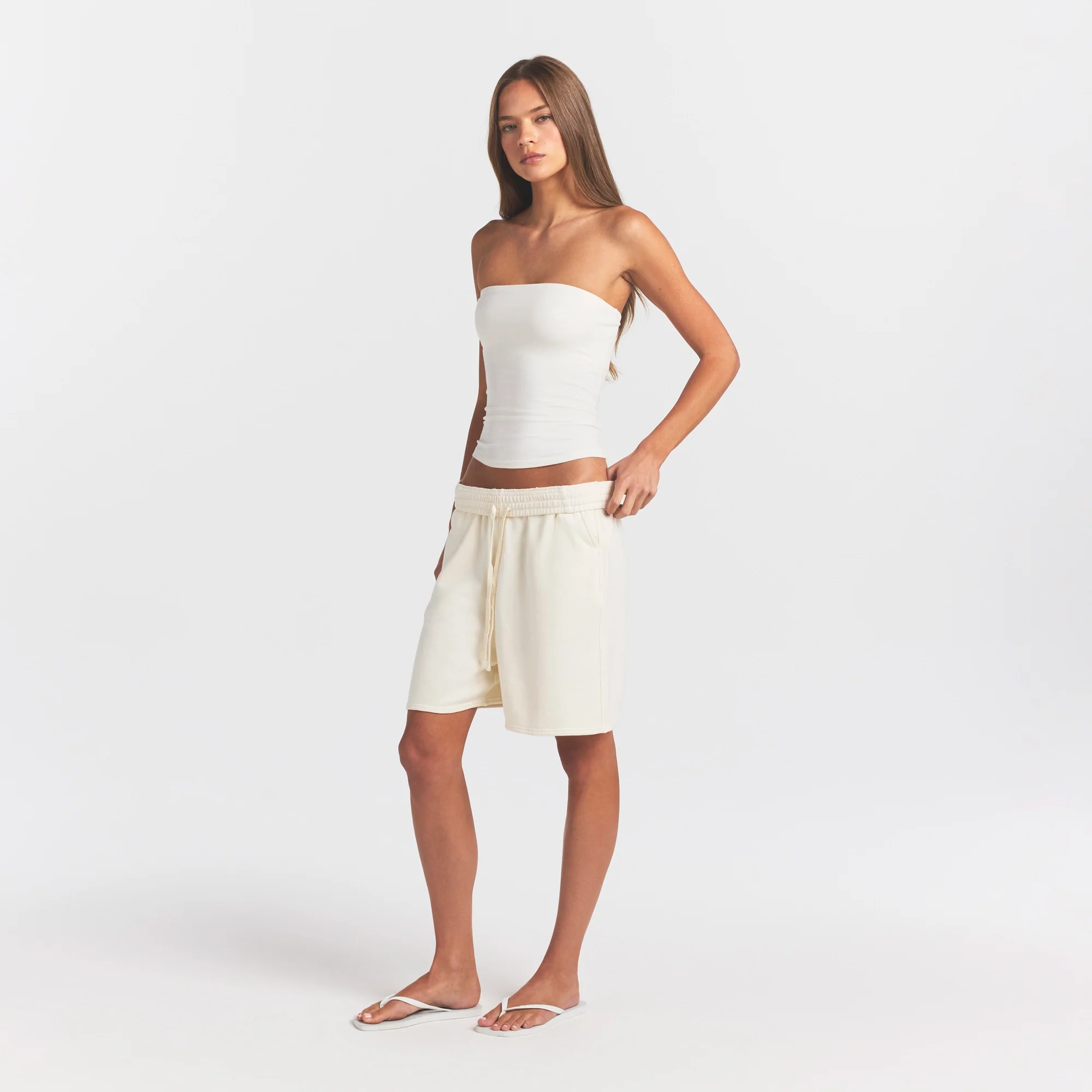 FRENCH TERRY LONG SHORT | ECRU - Image 4