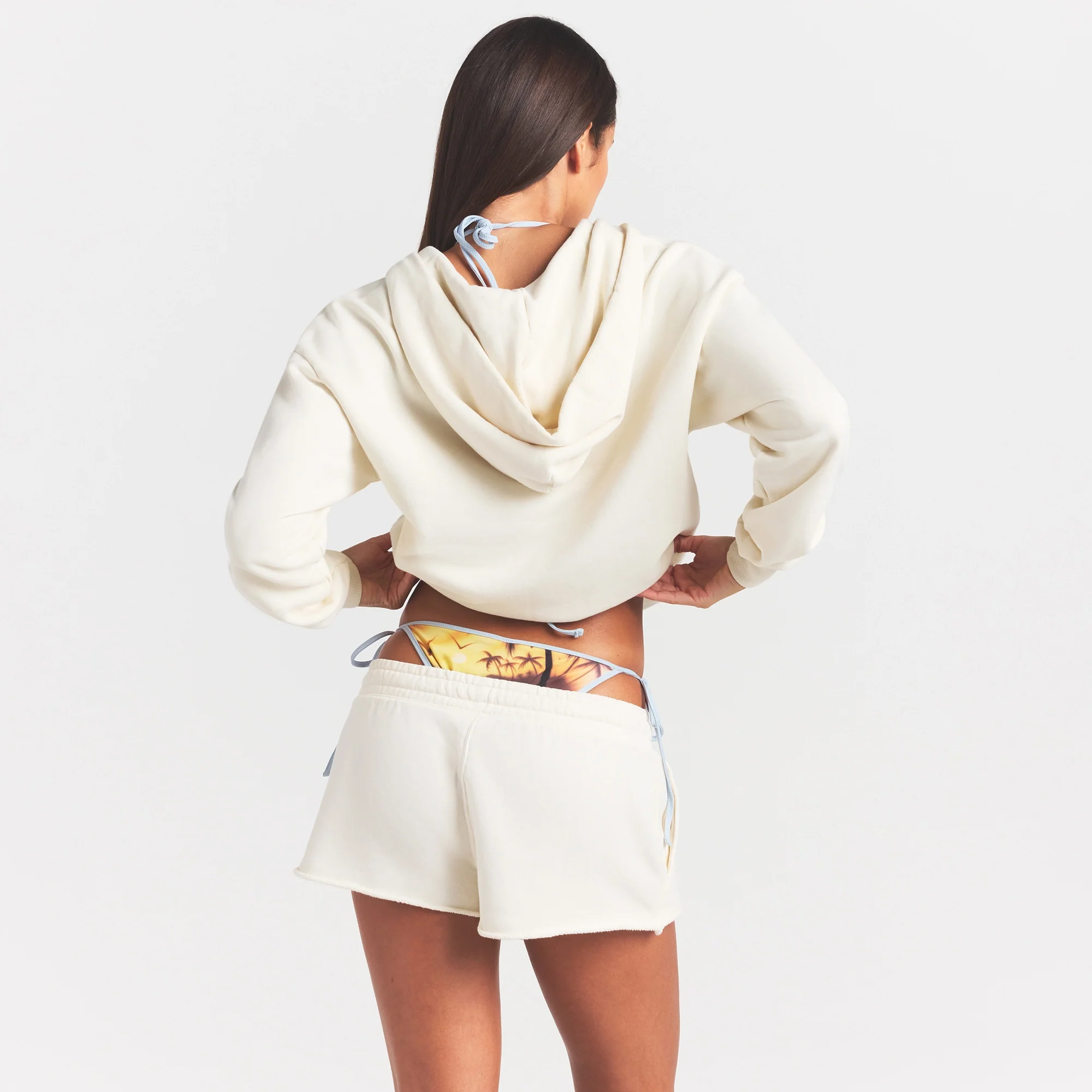 FRENCH TERRY RAW EDGE SHORT | ECRU - Image 4