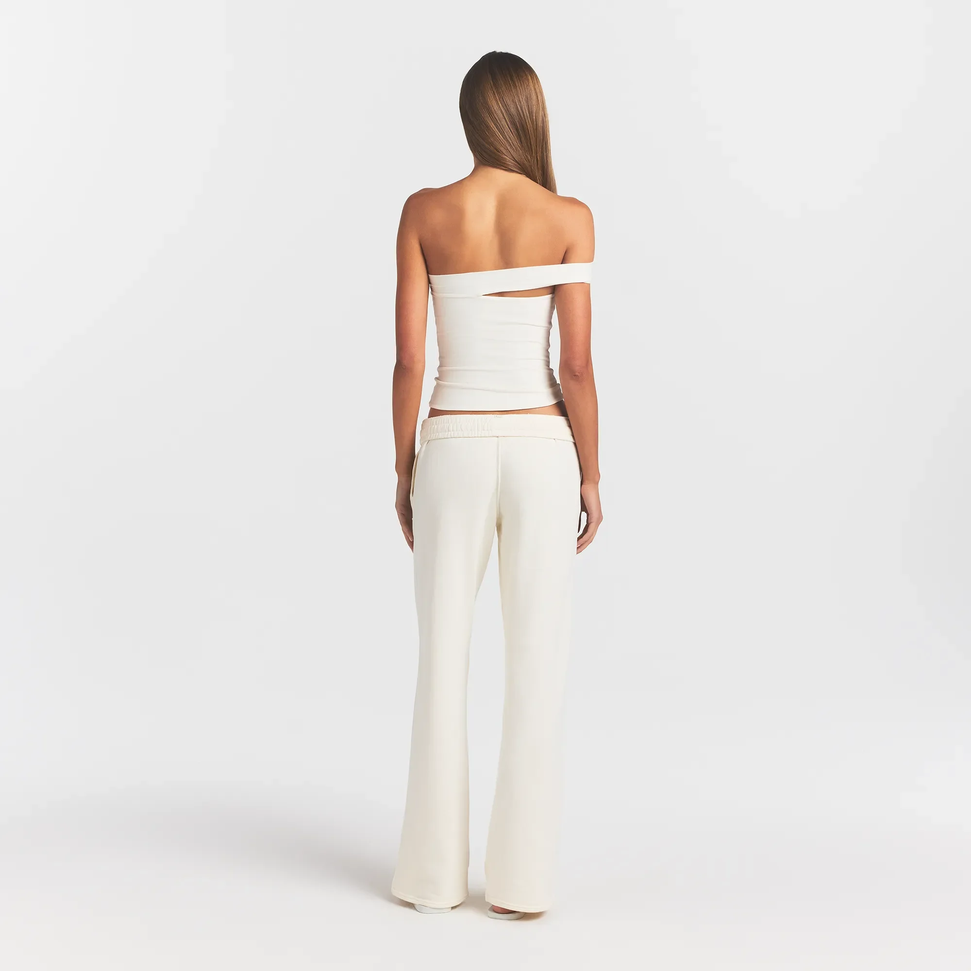 FRENCH TERRY STRAIGHT LEG PANT | ECRU - Image 4