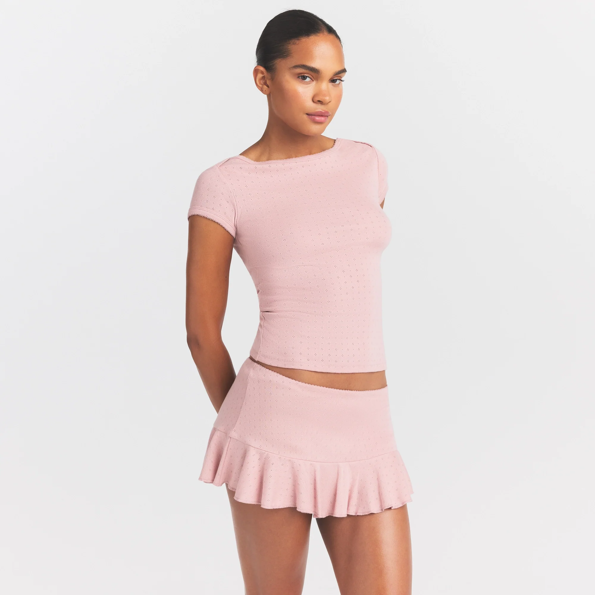 HEAVY POINTELLE BOATNECK TEE | MORGANITE - Image 3