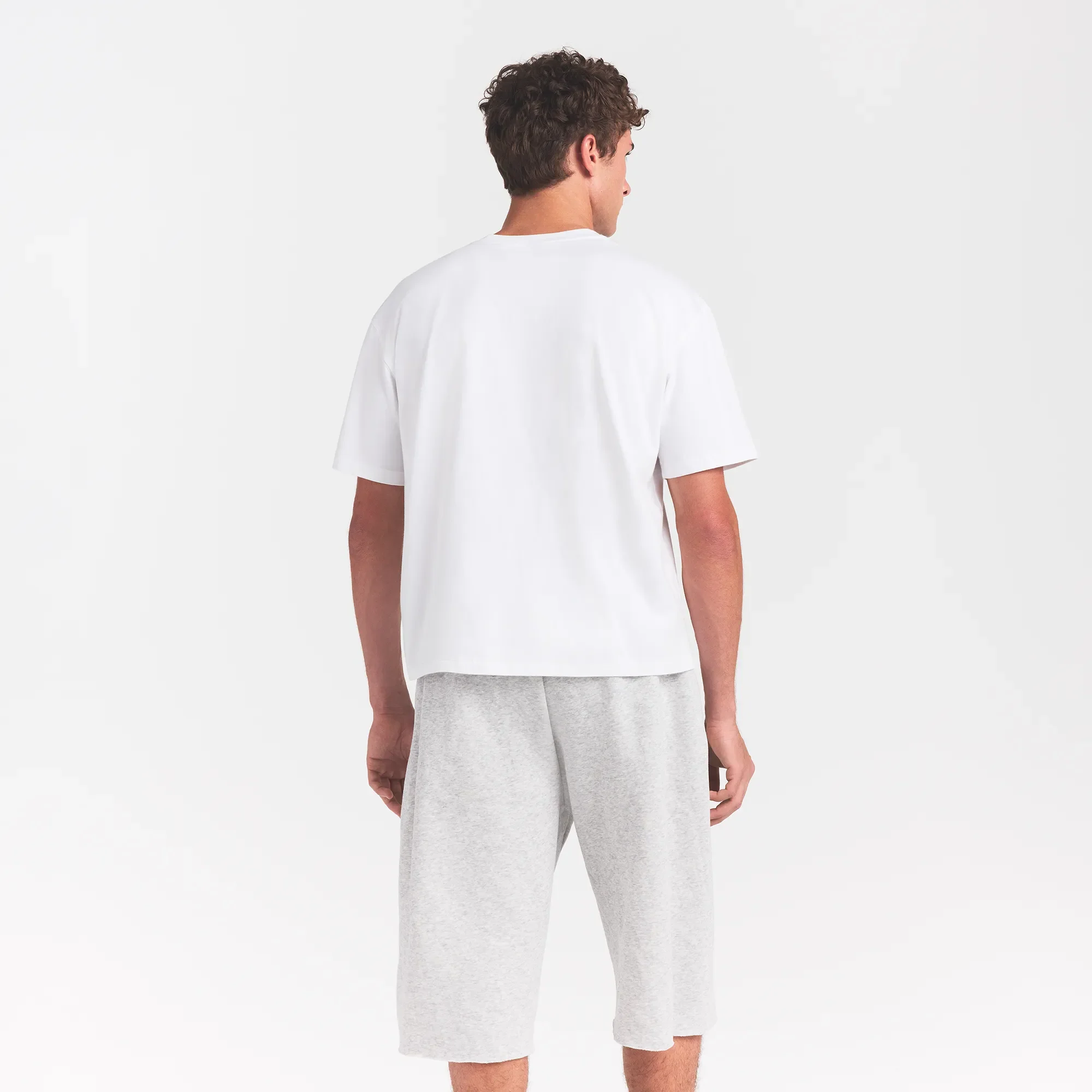 HEAVYWEIGHT COTTON MENS RELAXED CROPPED CREWNECK | CHALK - Image 4