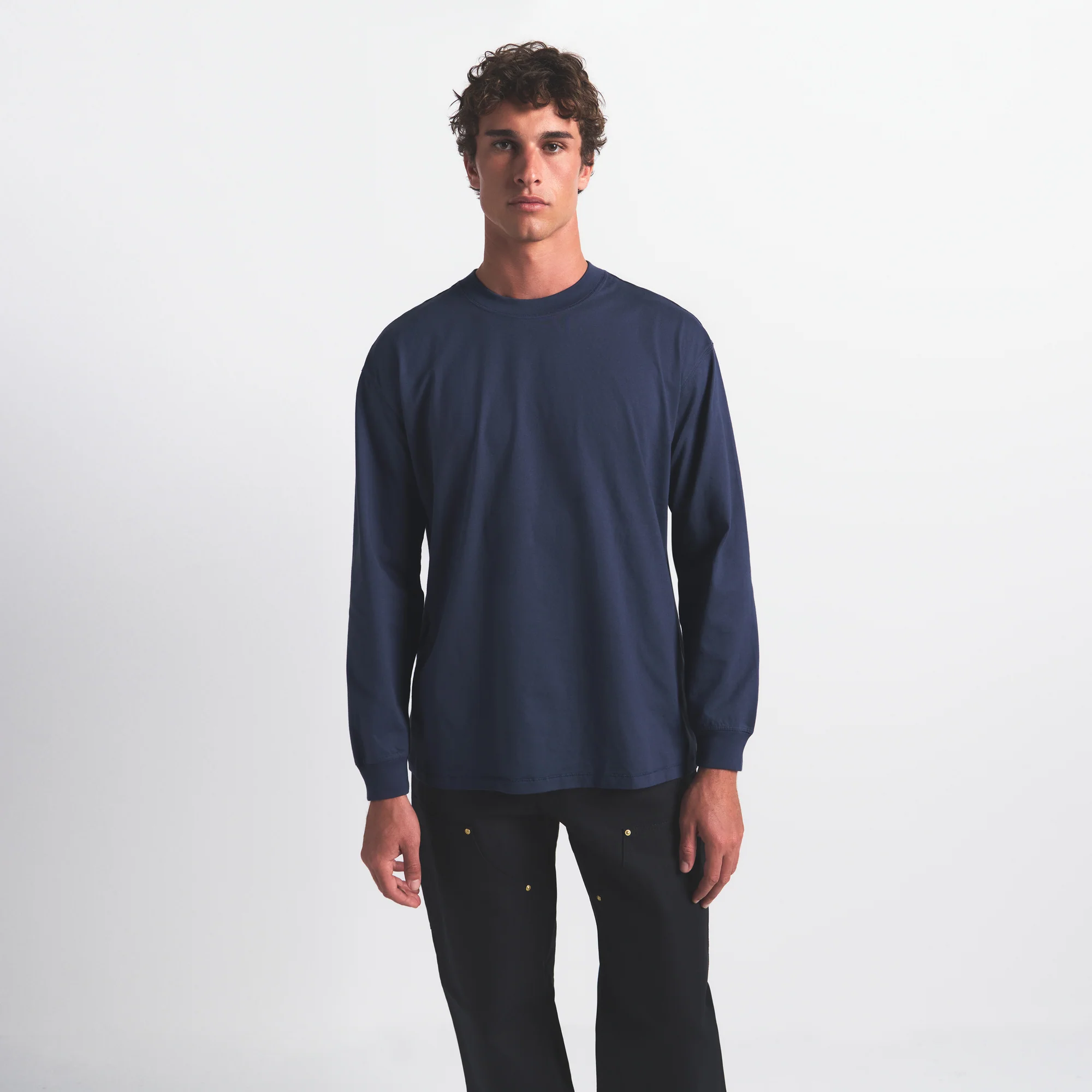HEAVYWEIGHT COTTON MENS RELAXED LONG SLEEVE T-SHIRT | DAMSON - Image 5