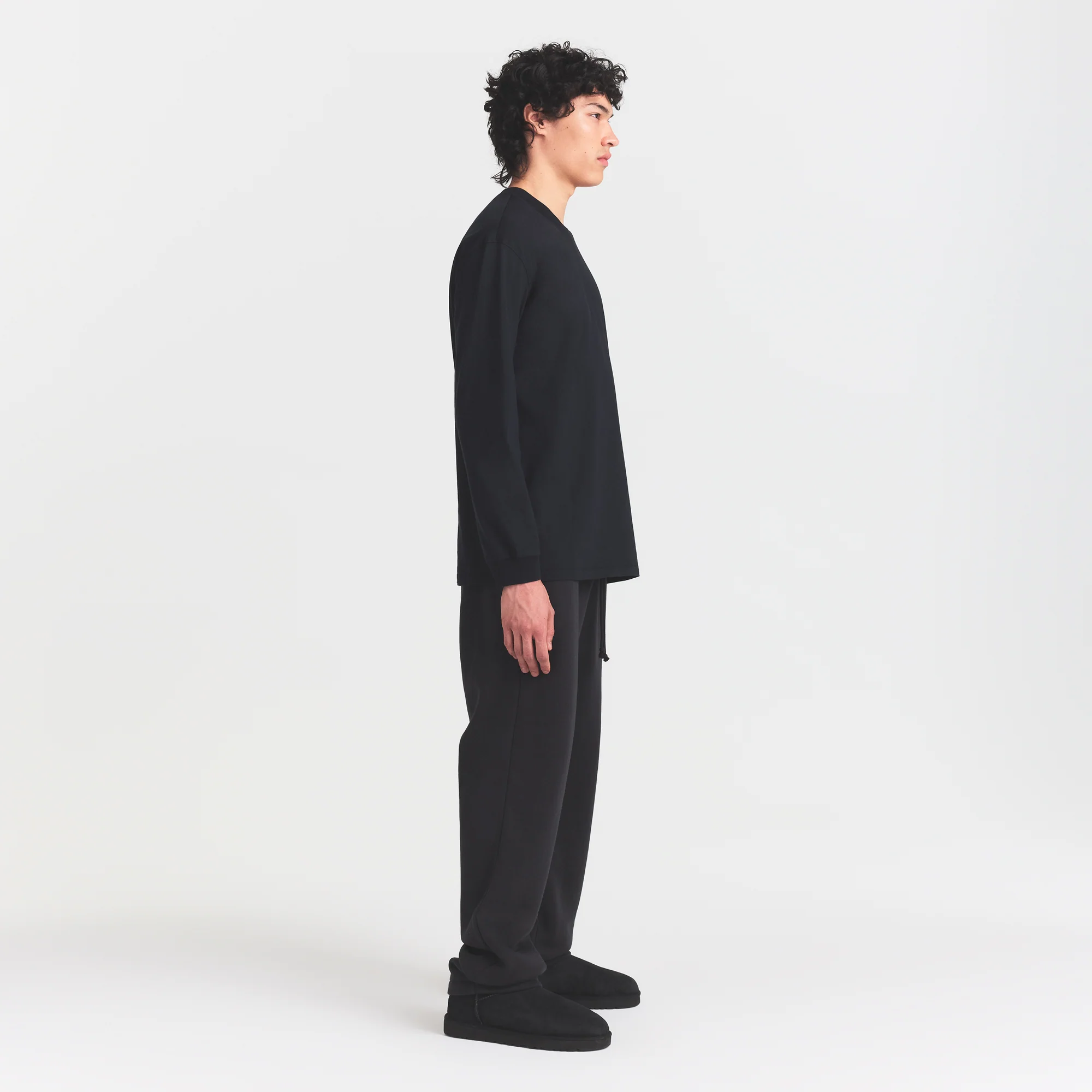 HEAVYWEIGHT COTTON MENS RELAXED LONG SLEEVE T-SHIRT | OBSIDIAN - Image 4