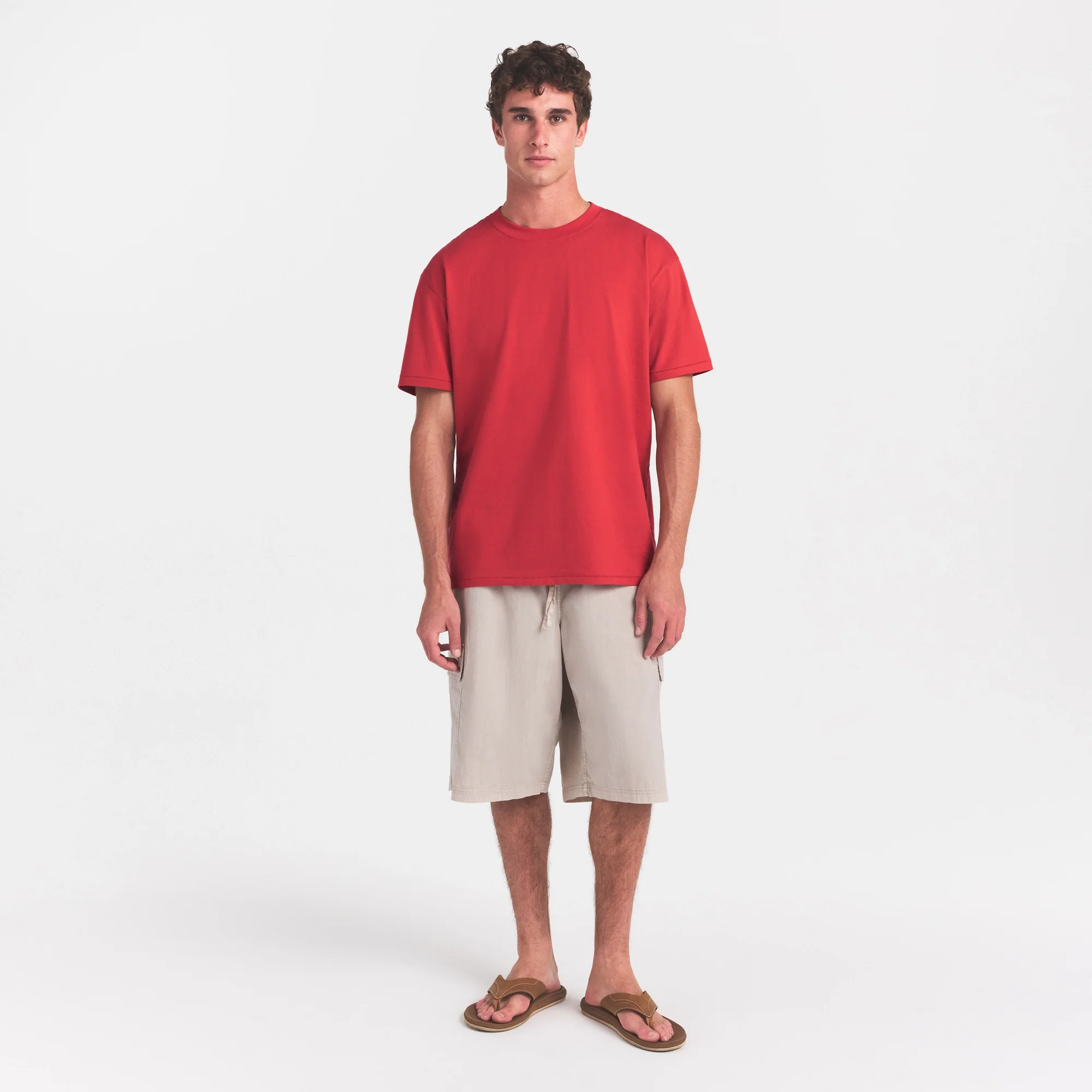 HEAVYWEIGHT COTTON MENS RELAXED T-SHIRT | WASHED RED - Image 2